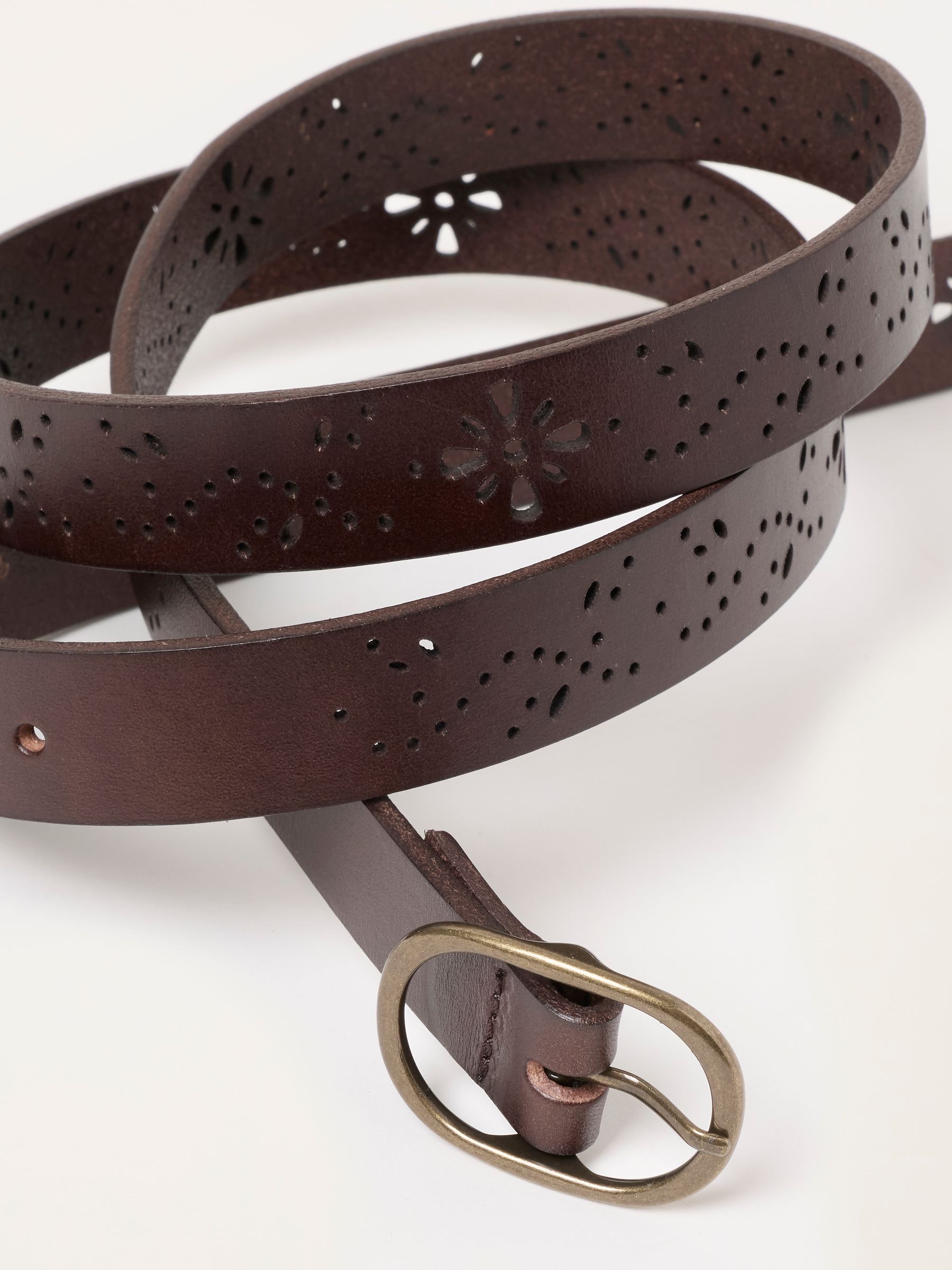 Chocolate Brown Cut Out Leather Belt - Image 2 of 3