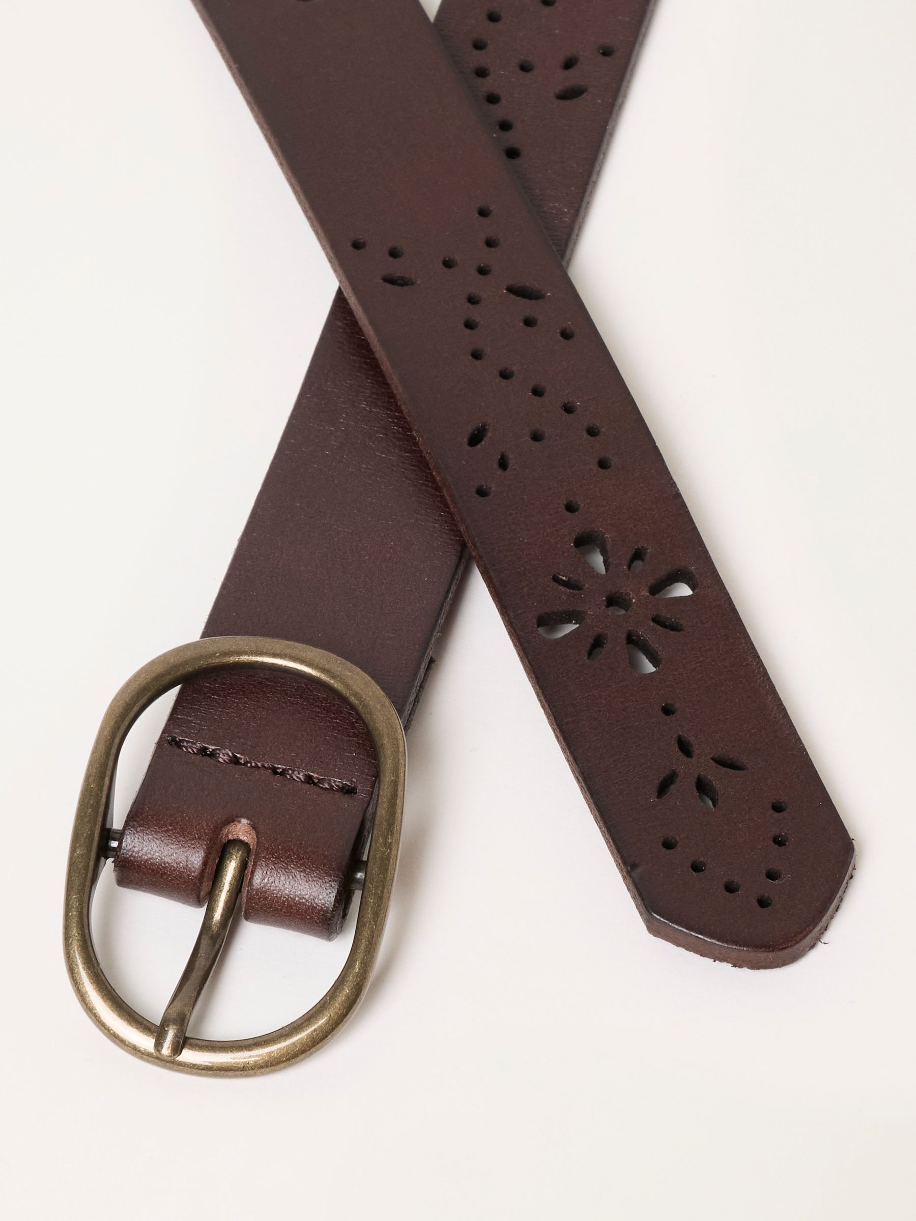 Chocolate Brown Cut Out Leather Belt - Image 3 of 3 Chocolate Brown Cut Out Leather Belt - Image 3 of 3