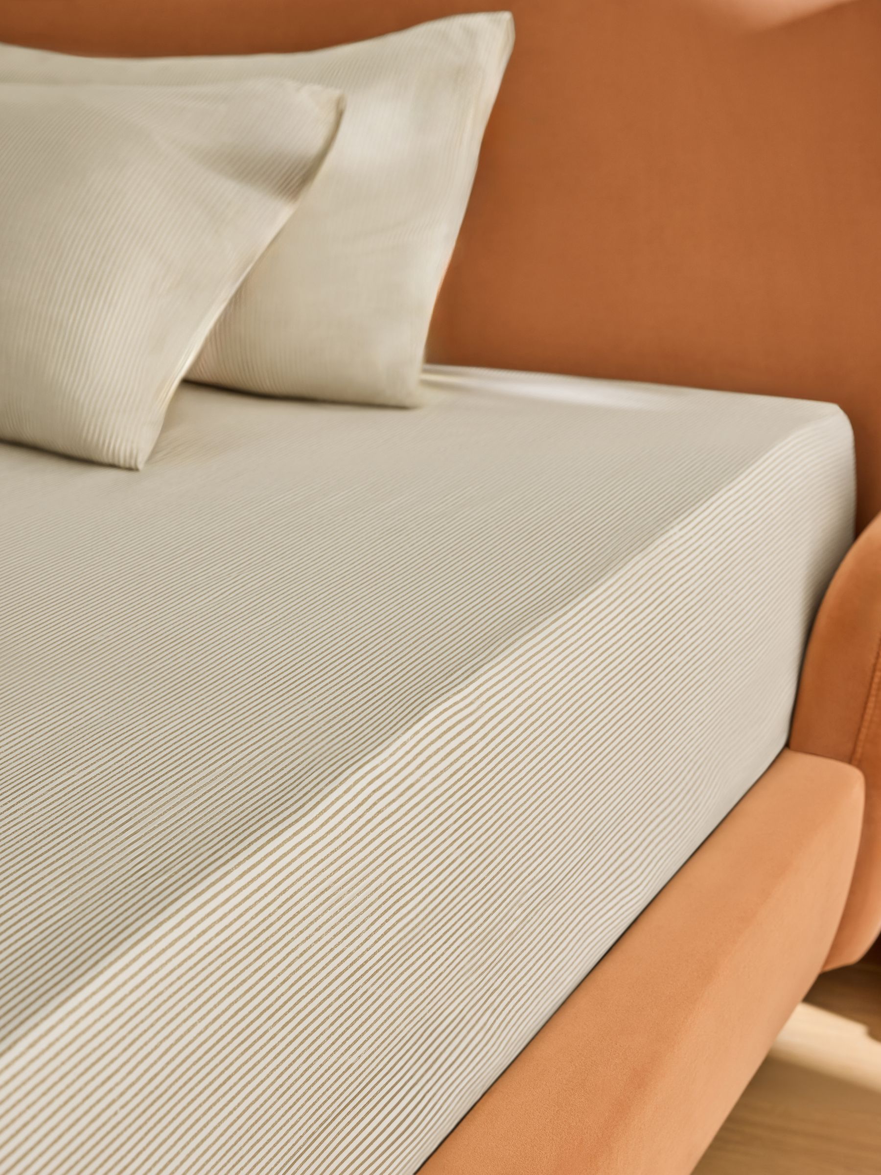 Ansel Stripe Deep Fitted Sheet in Natural - Image 1 of 3