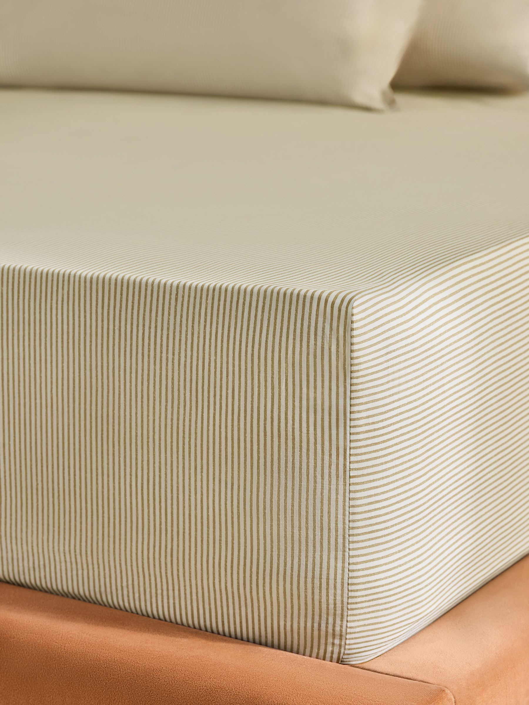 Ansel Stripe Deep Fitted Sheet in Natural - Image 2 of 3