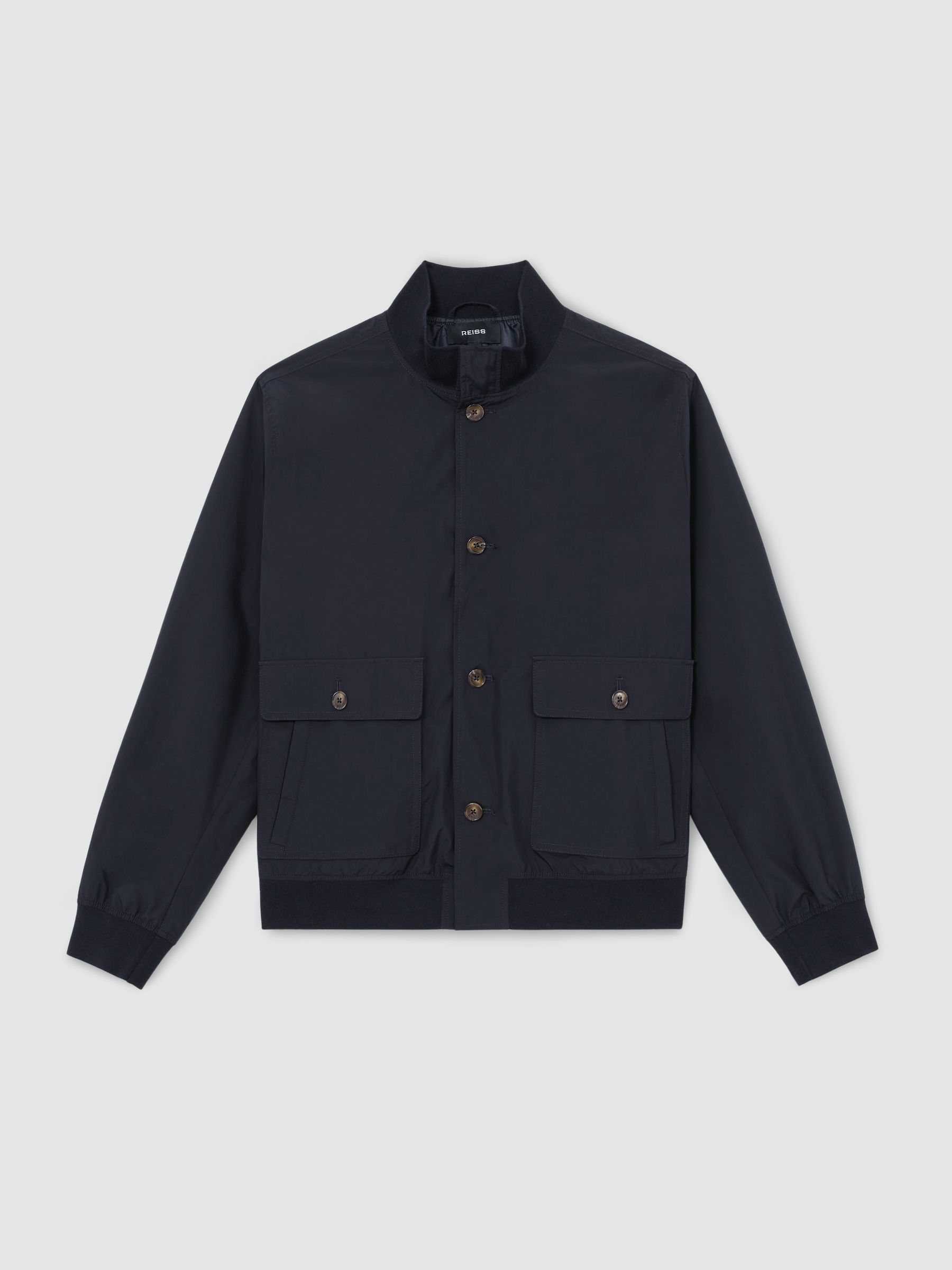 Technical Button-Through Bomber Jacket in Navy - Image 2 of 6