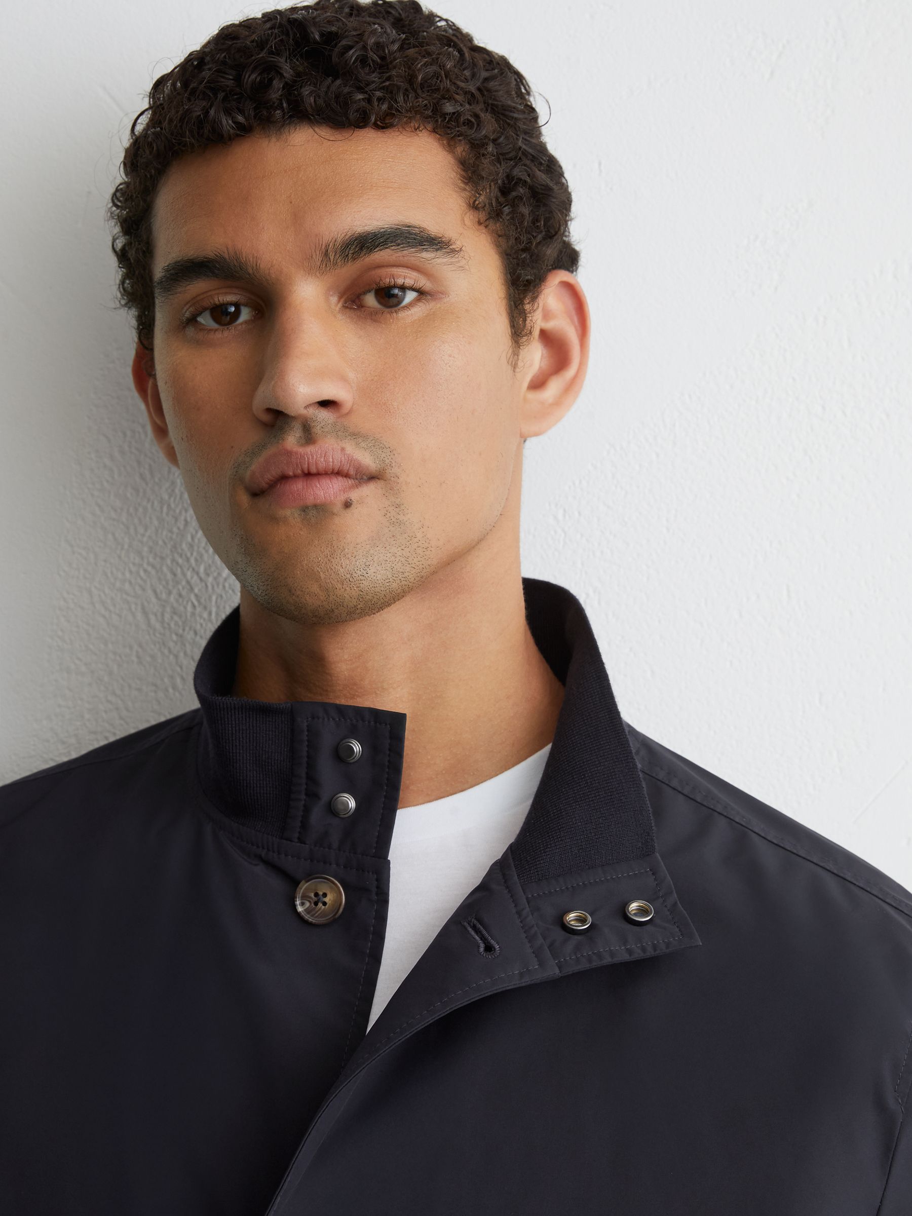 Technical Button-Through Bomber Jacket in Navy - Image 5 of 6