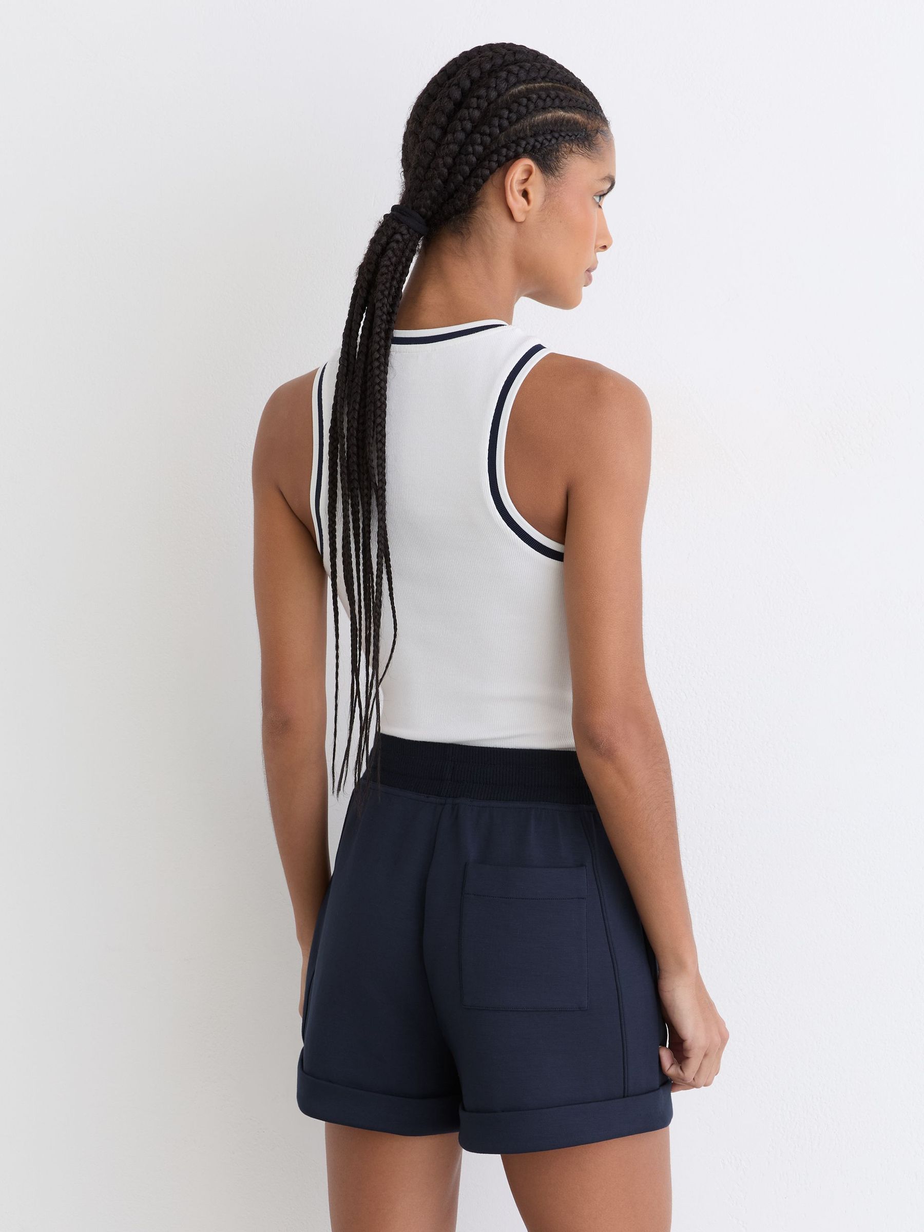 Premium Interlock Drawstring Shorts in Navy - Image 5 of 6