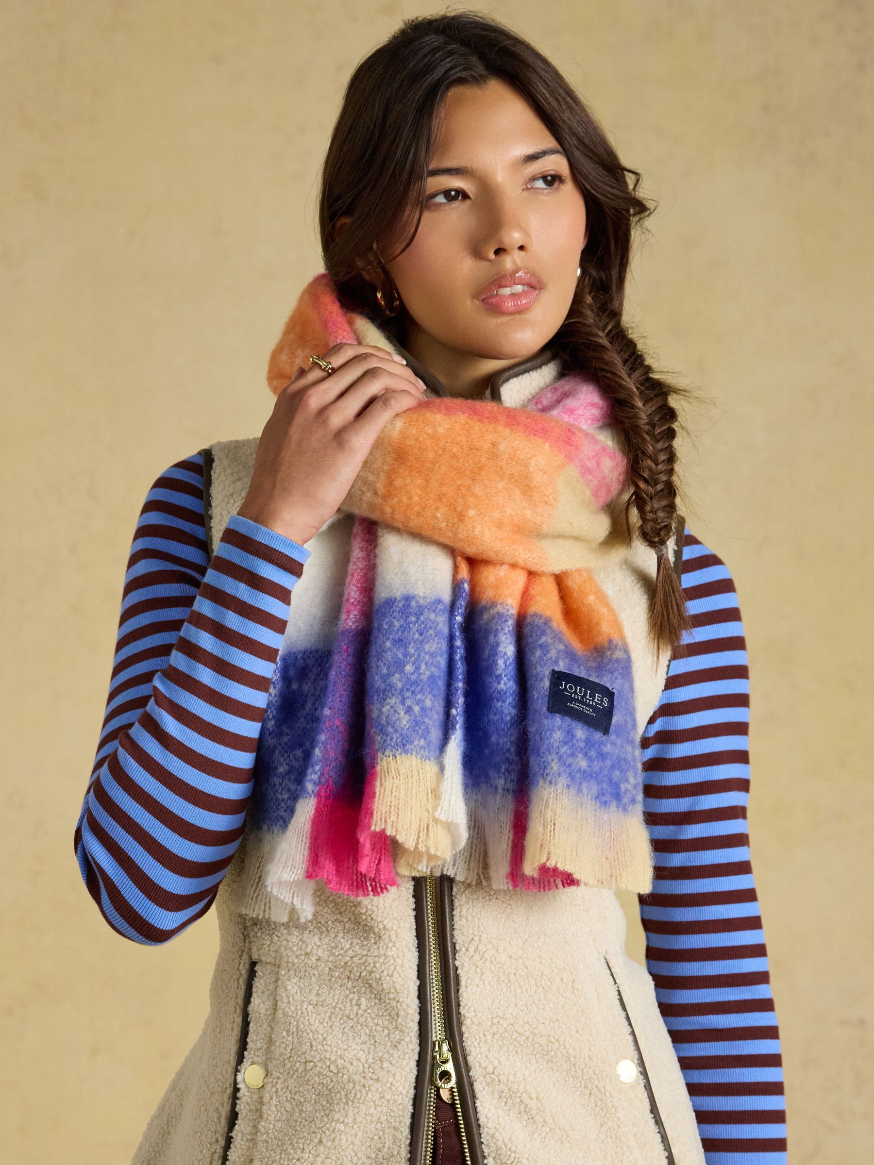 Betsy Bright Multi Gingham Brushed Scarf - Image 2 of 7