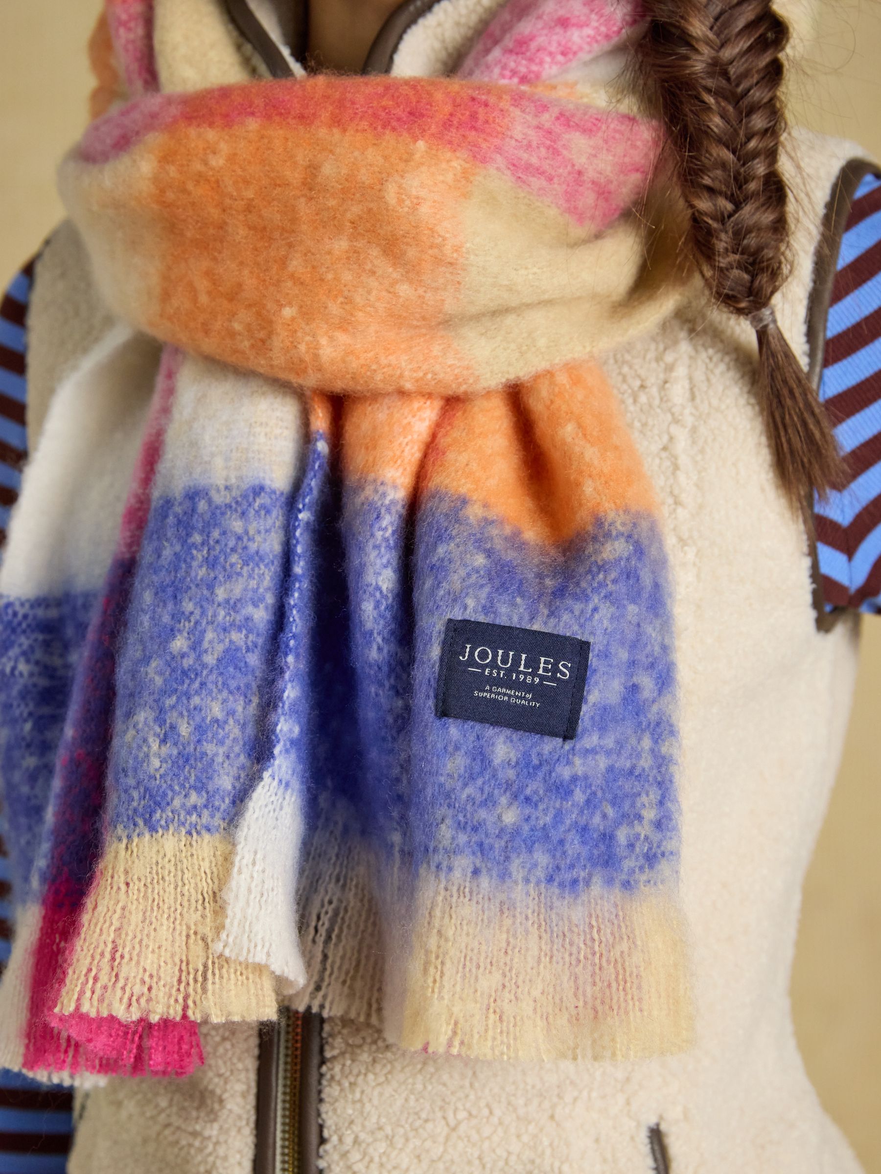 Betsy Bright Multi Gingham Brushed Scarf - Image 3 of 7
