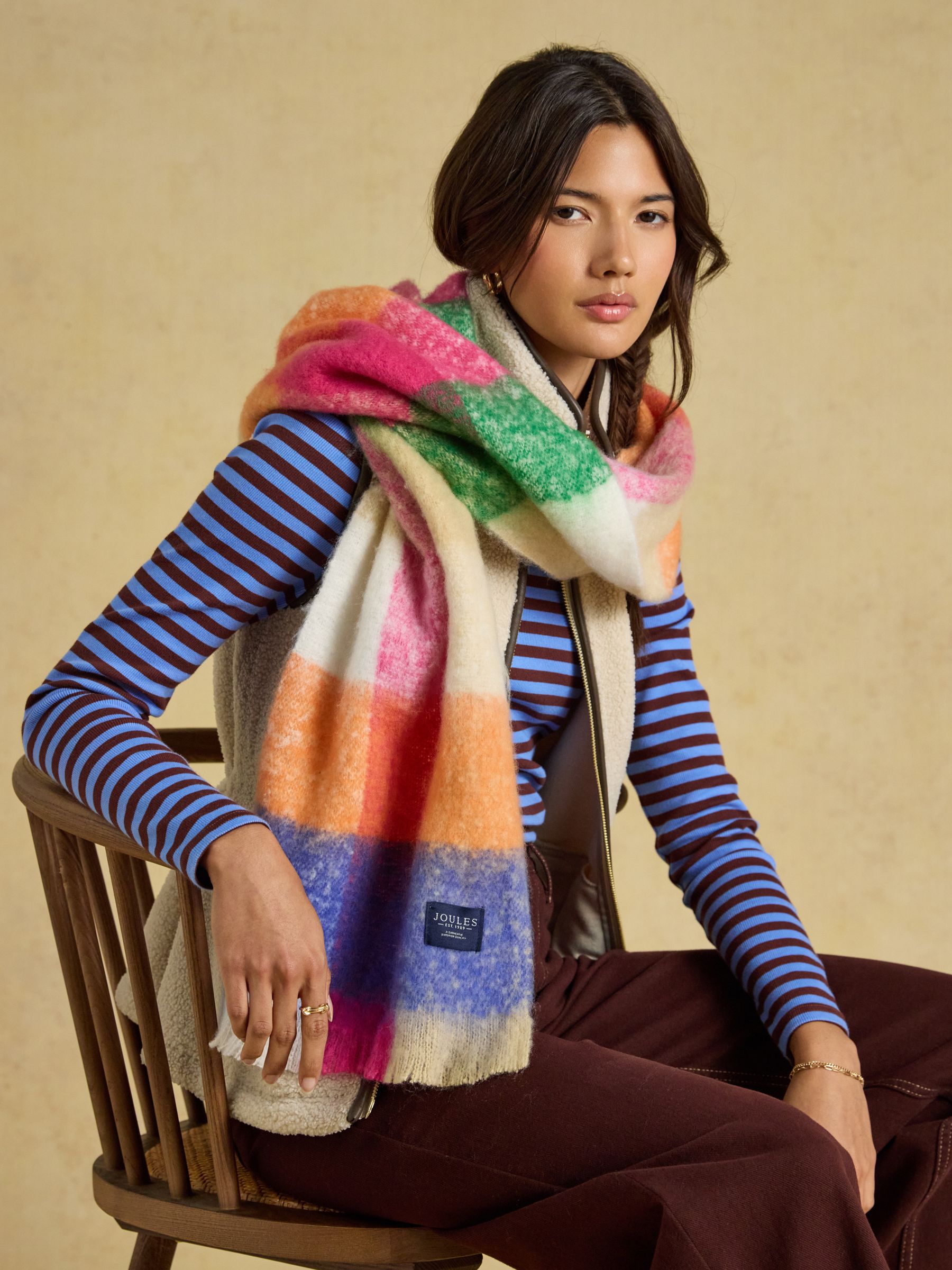 Betsy Bright Multi Gingham Brushed Scarf - Image 4 of 7