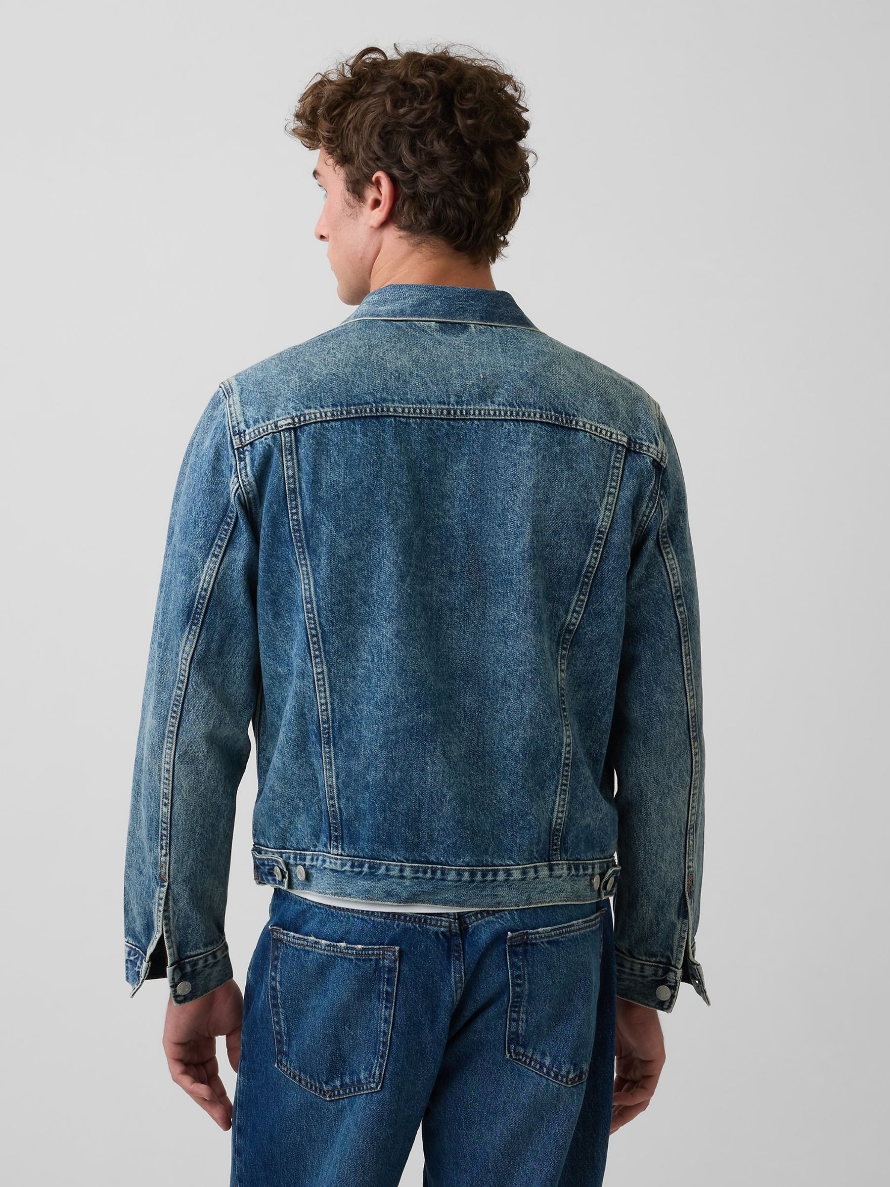 Mid Wash Classic Icon Denim Jacket - Image 2 of 5 Mid Wash Classic Icon Denim Jacket - Image 2 of 5