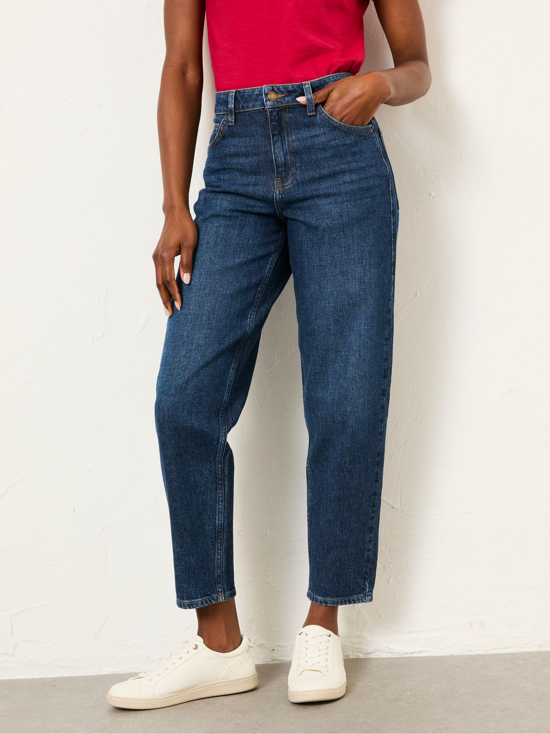 Marlow Dark Blue Petite Taper Leg Jeans - Image 1 of 6 Marlow Dark Blue Petite Taper Leg Jeans - Image 1 of 6