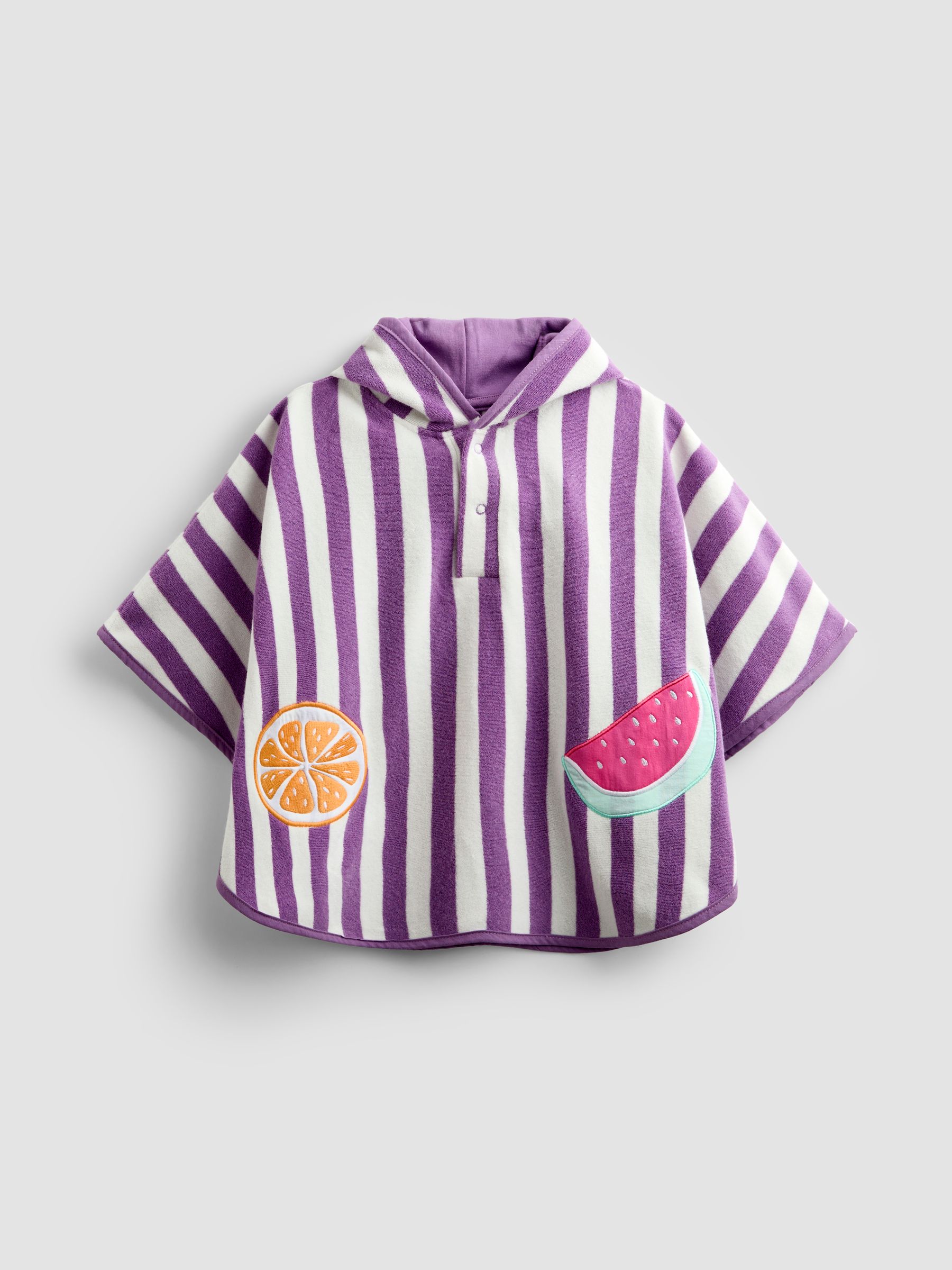Lilac Stripe Fruit Hooded Poncho Towel - Image 1 of 4 Lilac Stripe Fruit Hooded Poncho Towel - Image 1 of 4