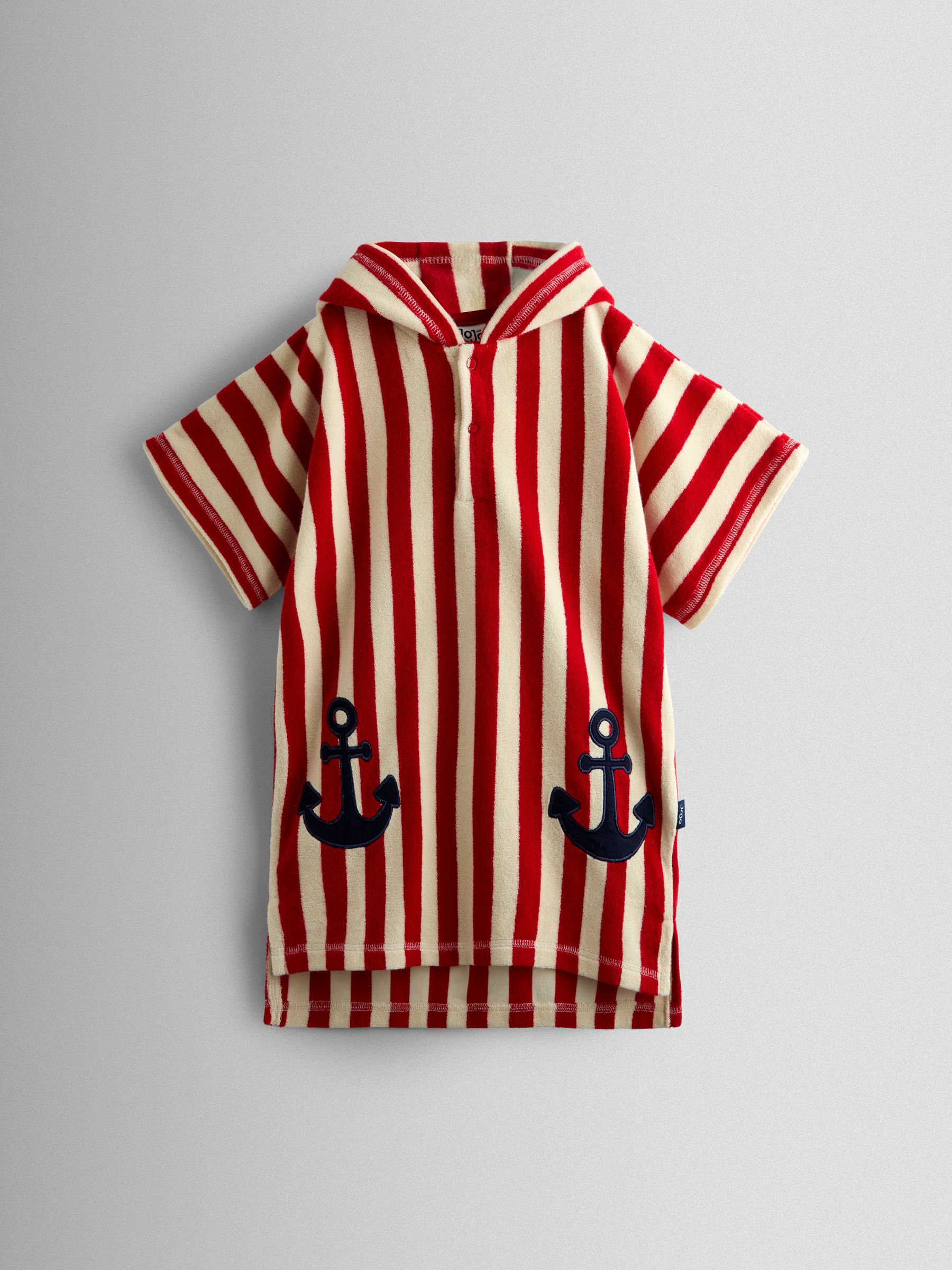 Red Stripe Anchor Hooded Poncho Towel - Image 1 of 4