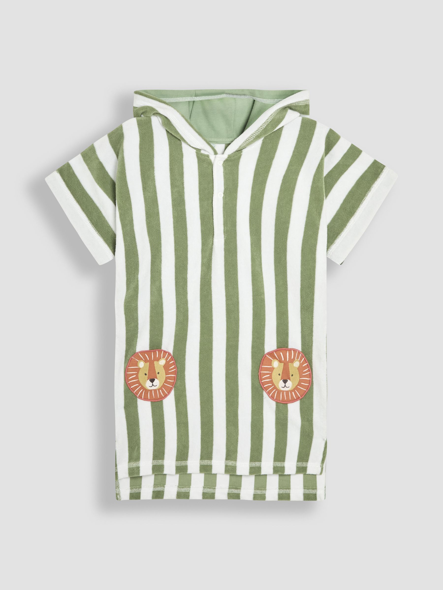 Green Stripe Lion Hooded Poncho Towel - Image 1 of 4