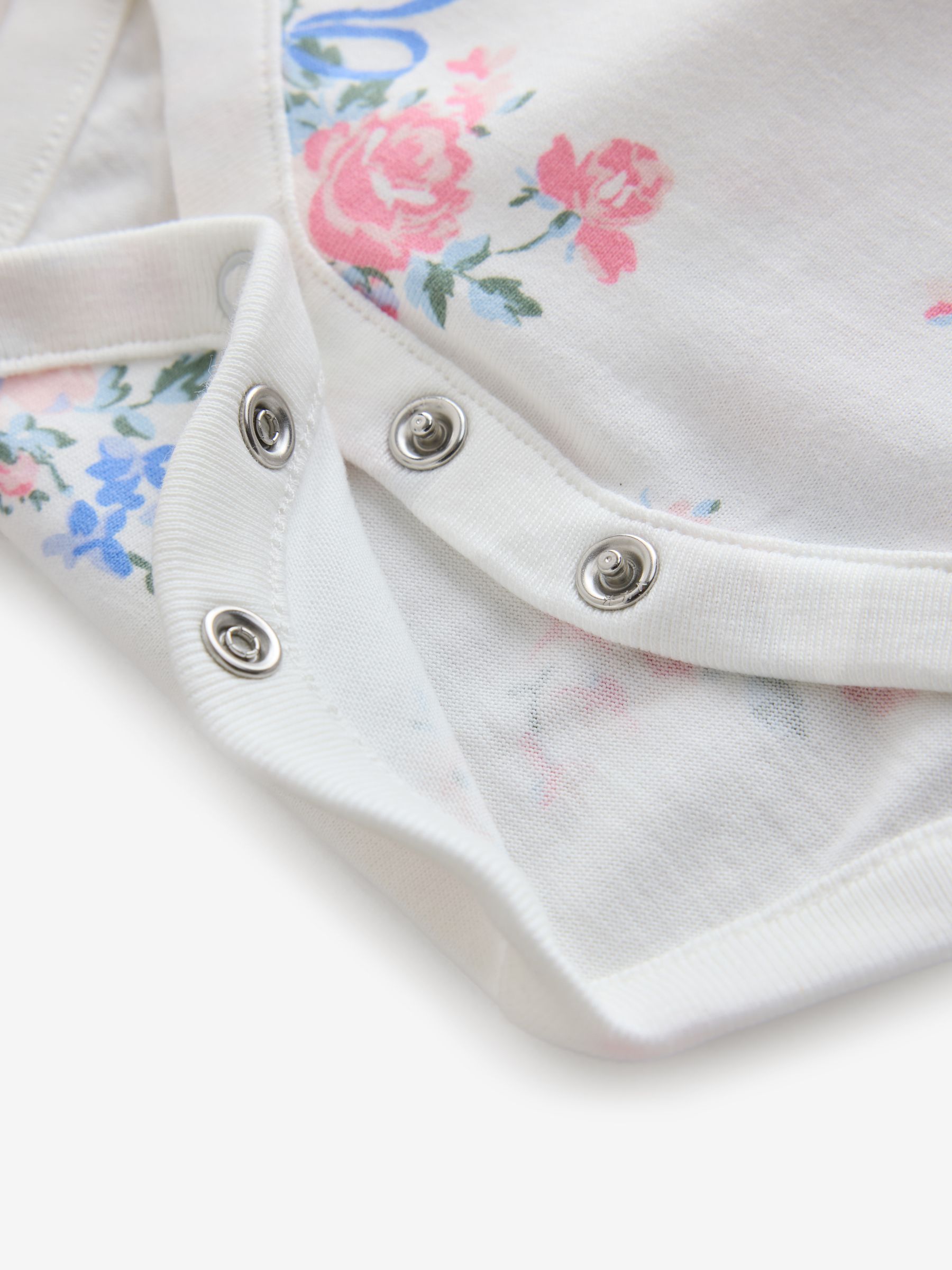 Pink Floral and Stripe 5 Pack Brannan Bear Long Sleeve Baby Bodysuit - Image 10 of 11