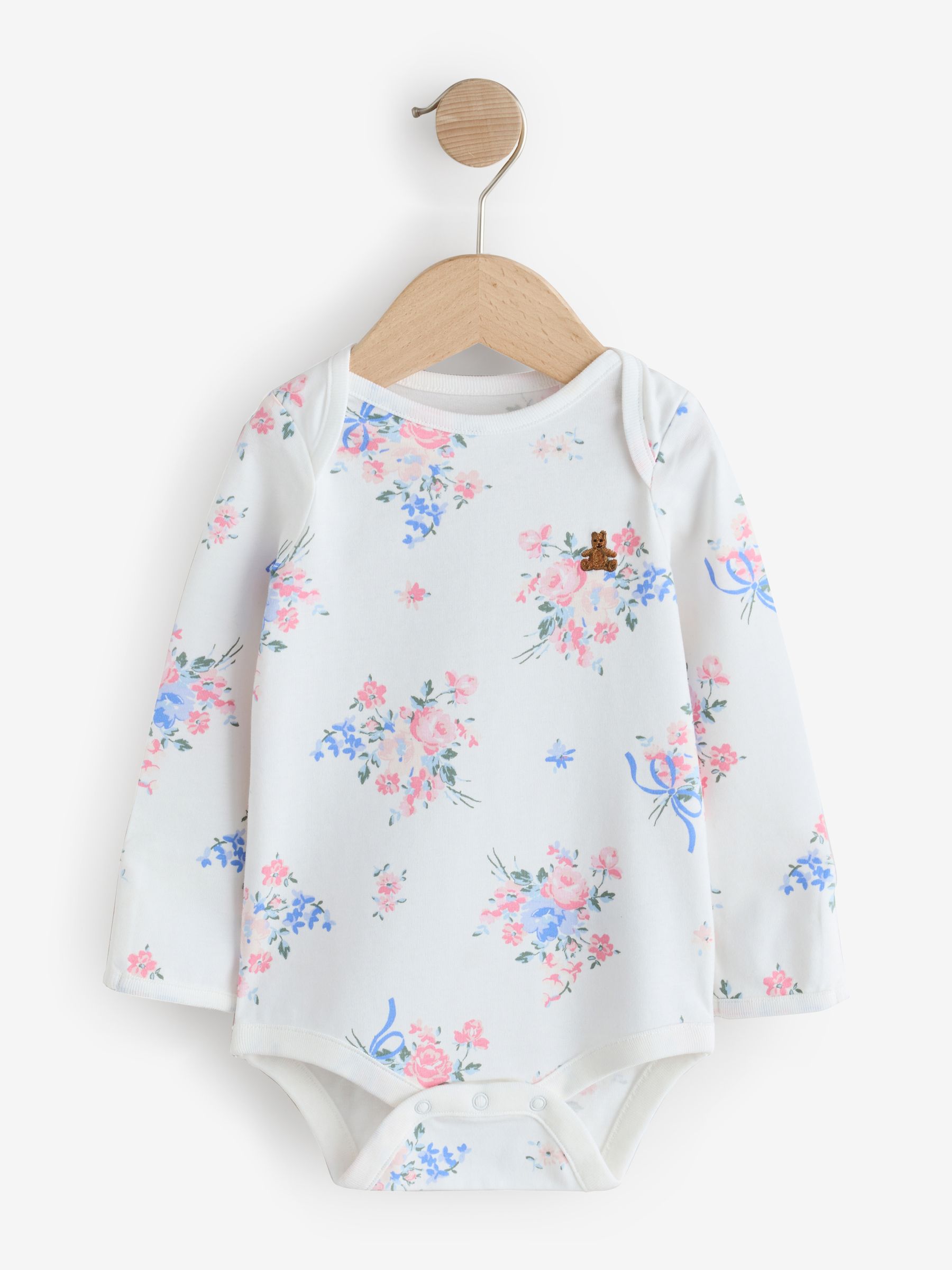 Pink Floral and Stripe 5 Pack Brannan Bear Long Sleeve Baby Bodysuit - Image 2 of 11 Pink Floral and Stripe 5 Pack Brannan Bear Long Sleeve Baby Bodysuit - Image 2 of 11