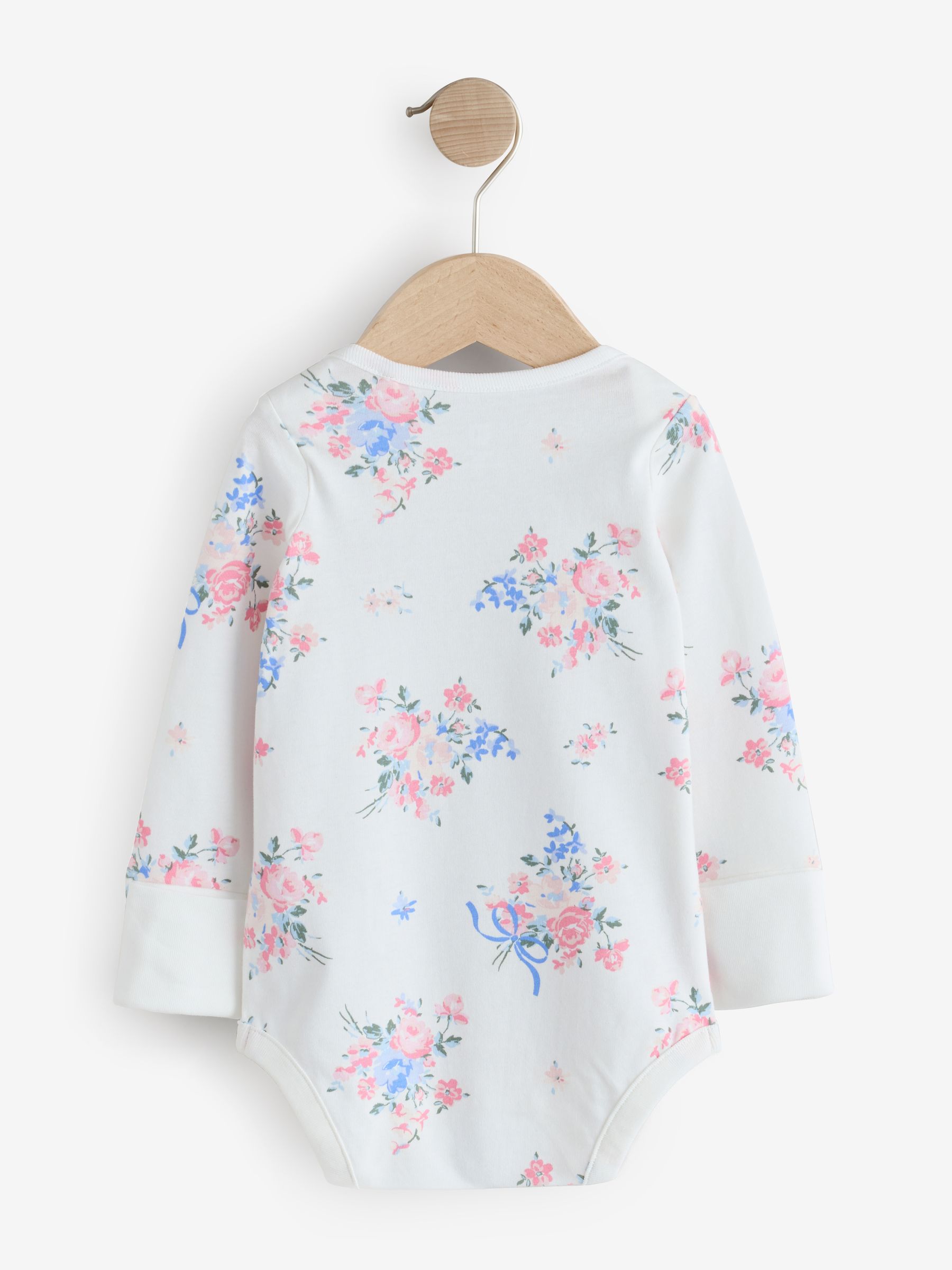 Pink Floral and Stripe 5 Pack Brannan Bear Long Sleeve Baby Bodysuit - Image 3 of 11