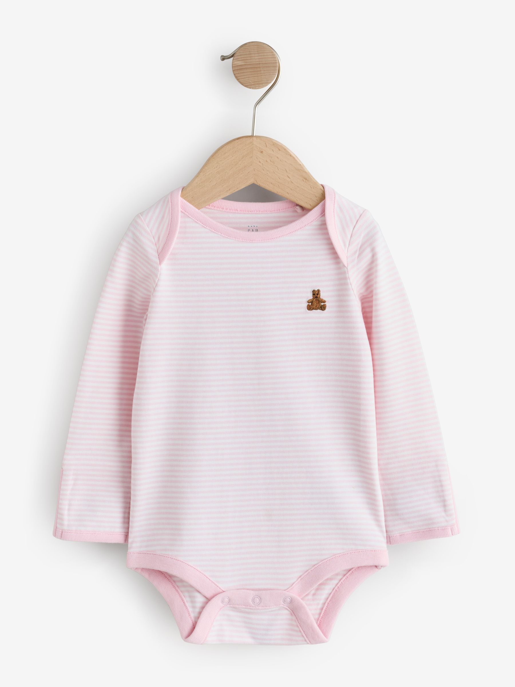 Pink Floral and Stripe 5 Pack Brannan Bear Long Sleeve Baby Bodysuit - Image 6 of 11