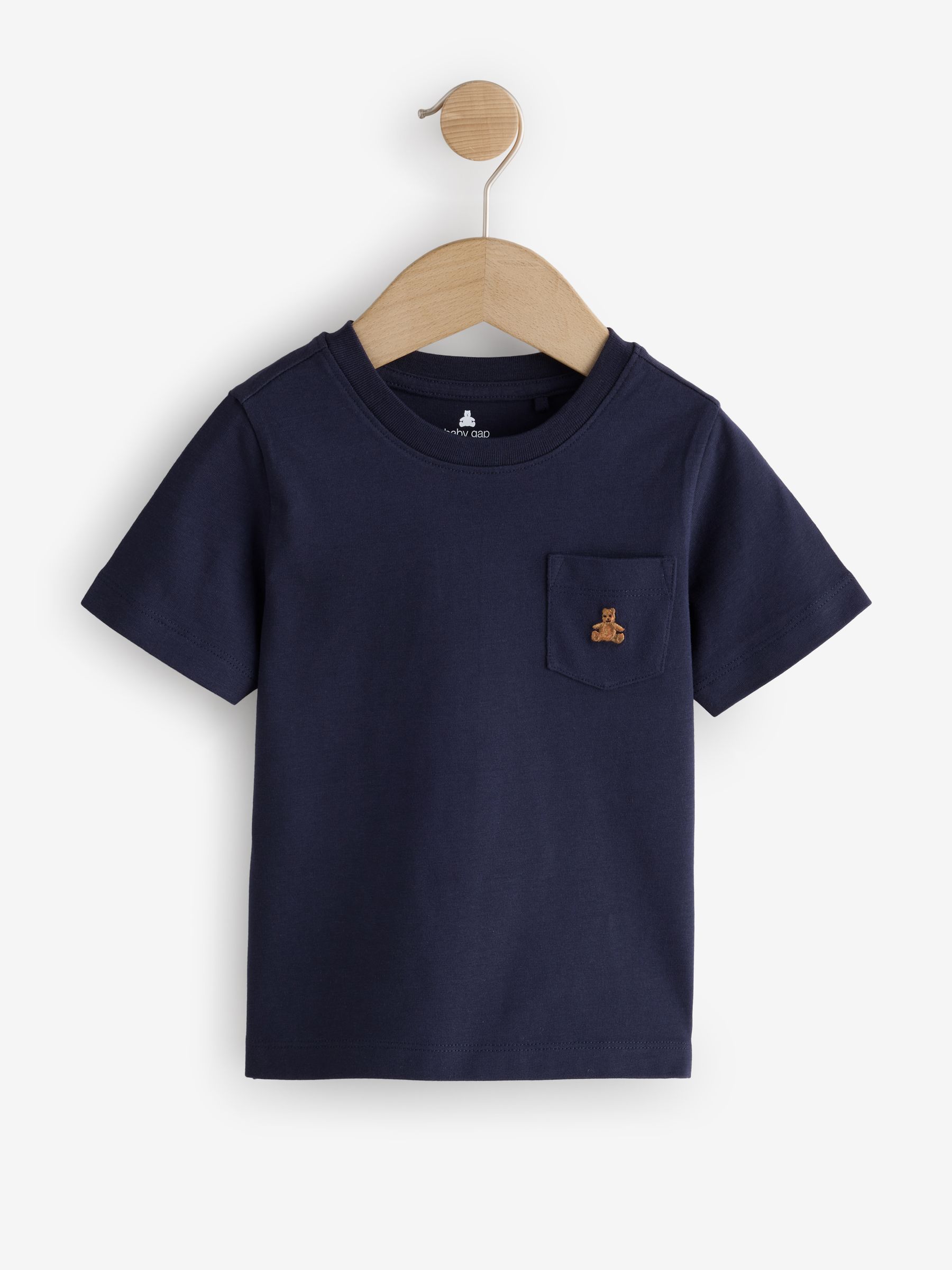 Navy Blue & White 3 Pack Short Sleeve Brannan Bear Embroidered T-Shirts (6 mths - 5yrs) - Image 2 of 7