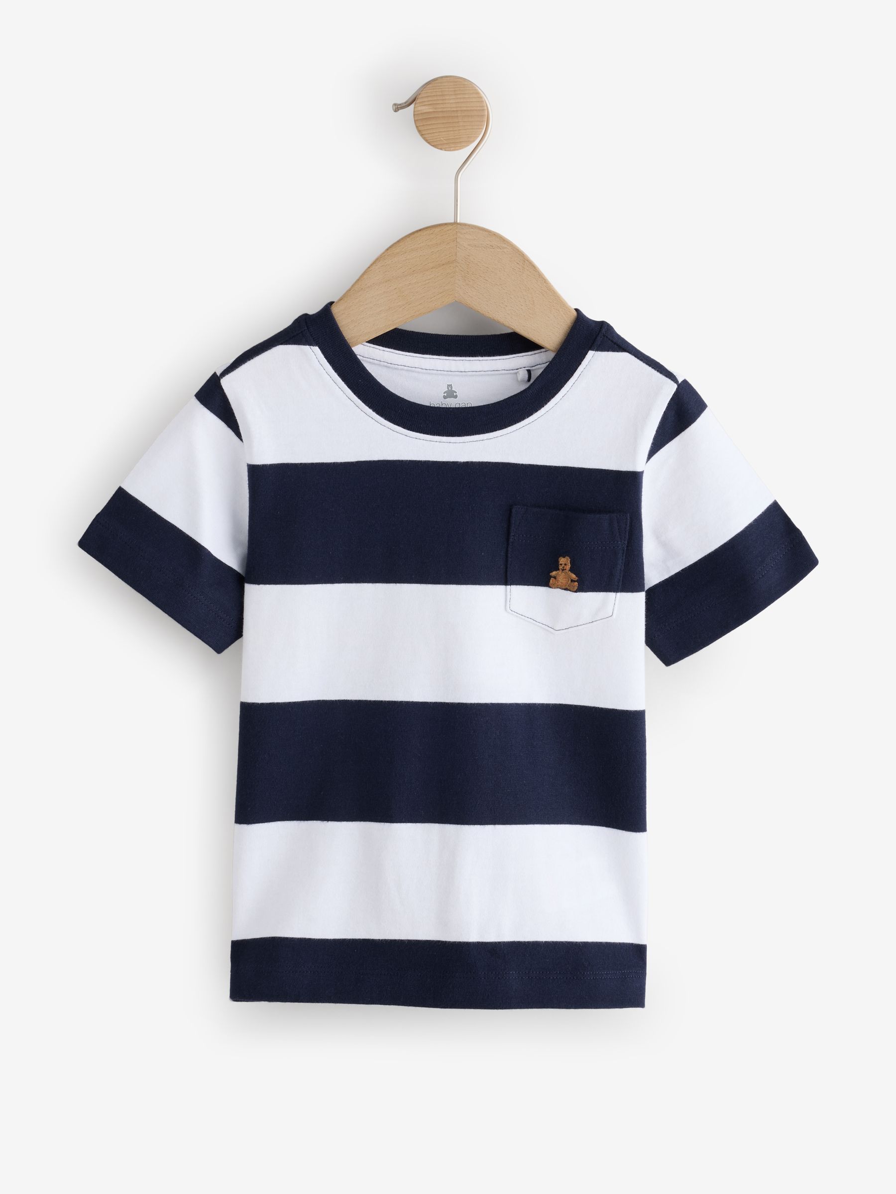 Navy Blue & White 3 Pack Short Sleeve Brannan Bear Embroidered T-Shirts (6 mths - 5yrs) - Image 4 of 7