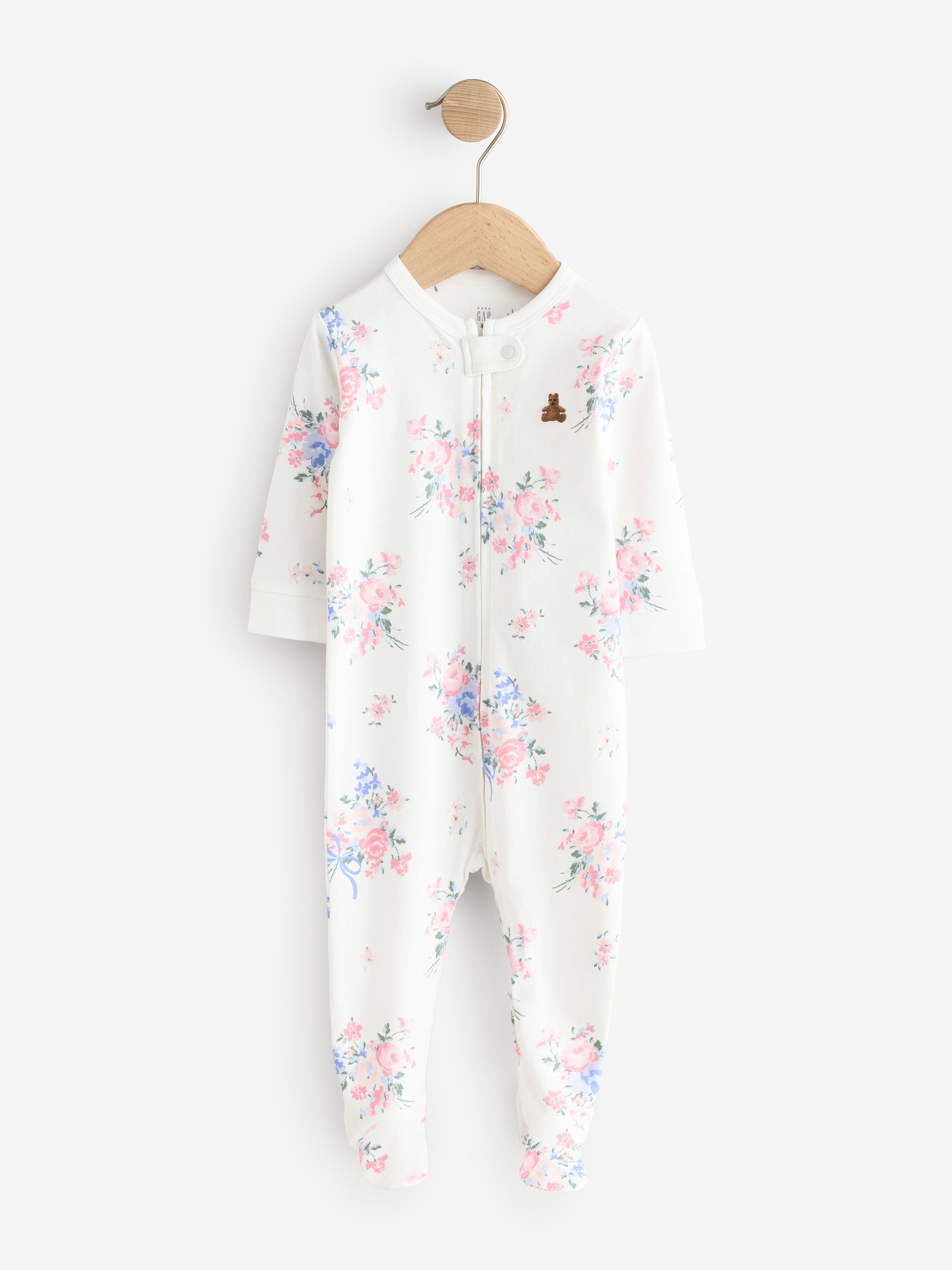 Pink Floral and Stripe 3 Pack Baby Sleepsuit - Image 2 of 11