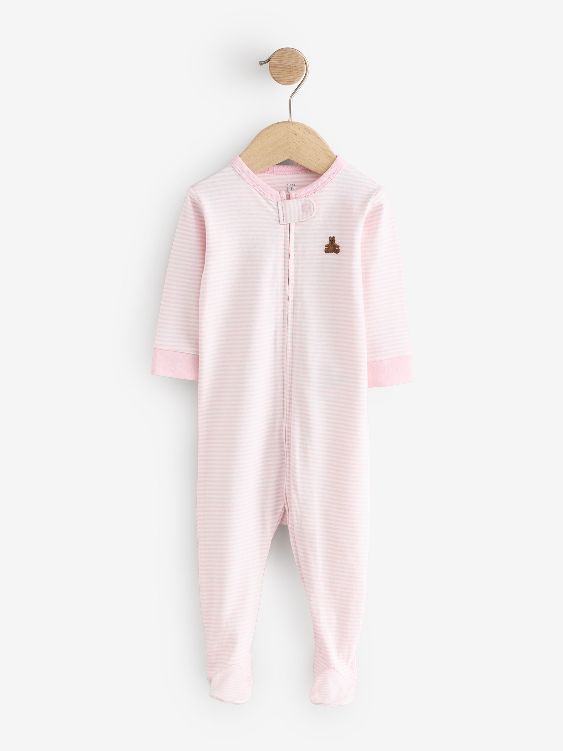 Pink Floral and Stripe 3 Pack Baby Sleepsuit - Image 5 of 11
