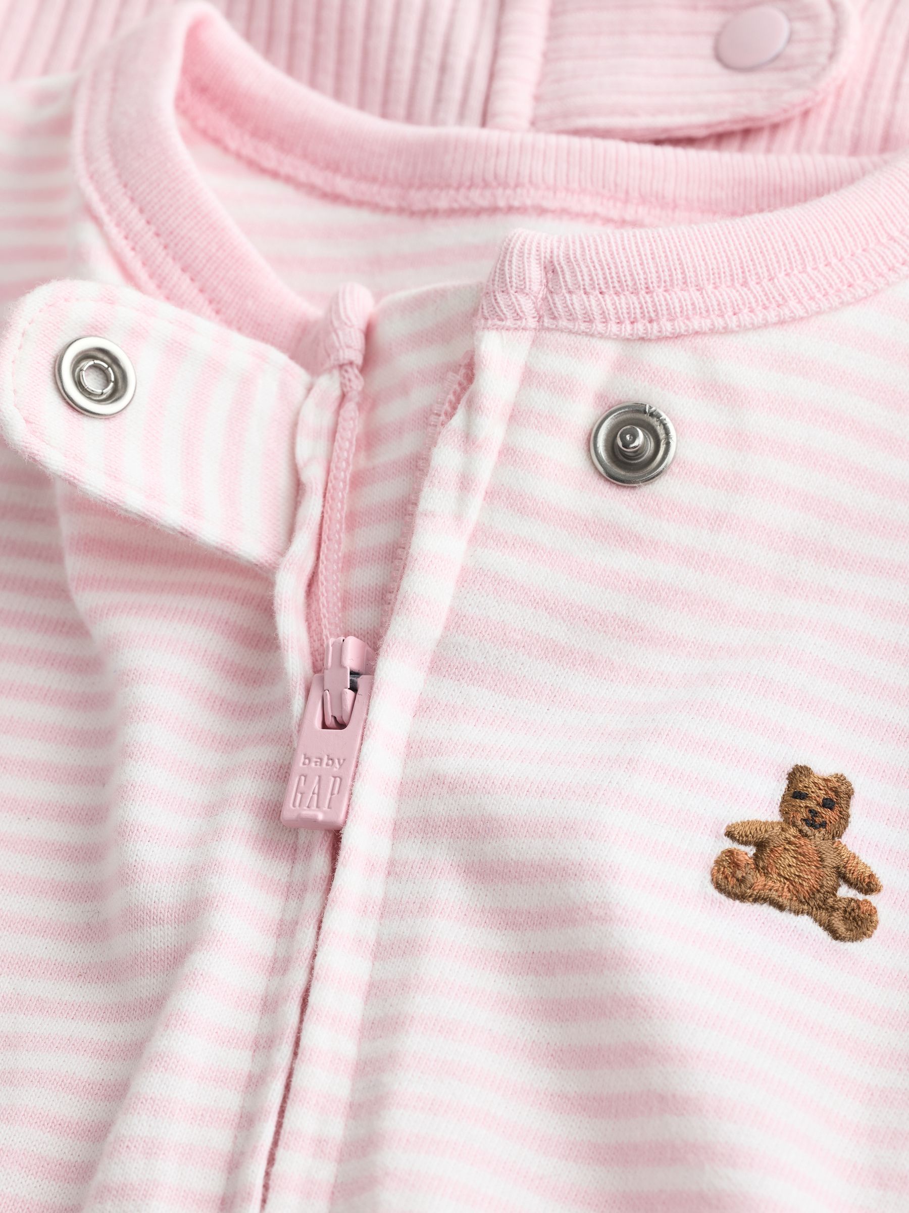 Pink Floral and Stripe 3 Pack Baby Sleepsuit - Image 7 of 11