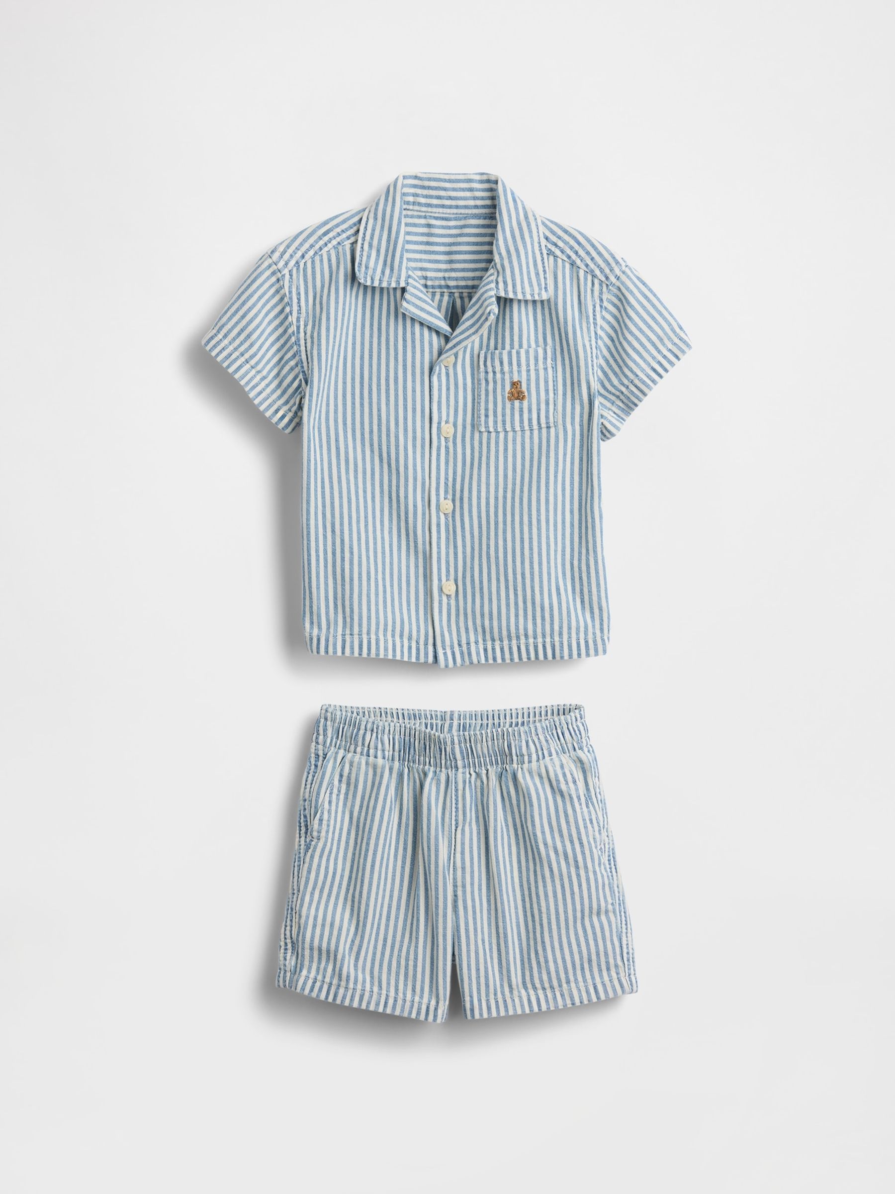 Blue Denim Stripe Outfit Set - Image 1 of 2