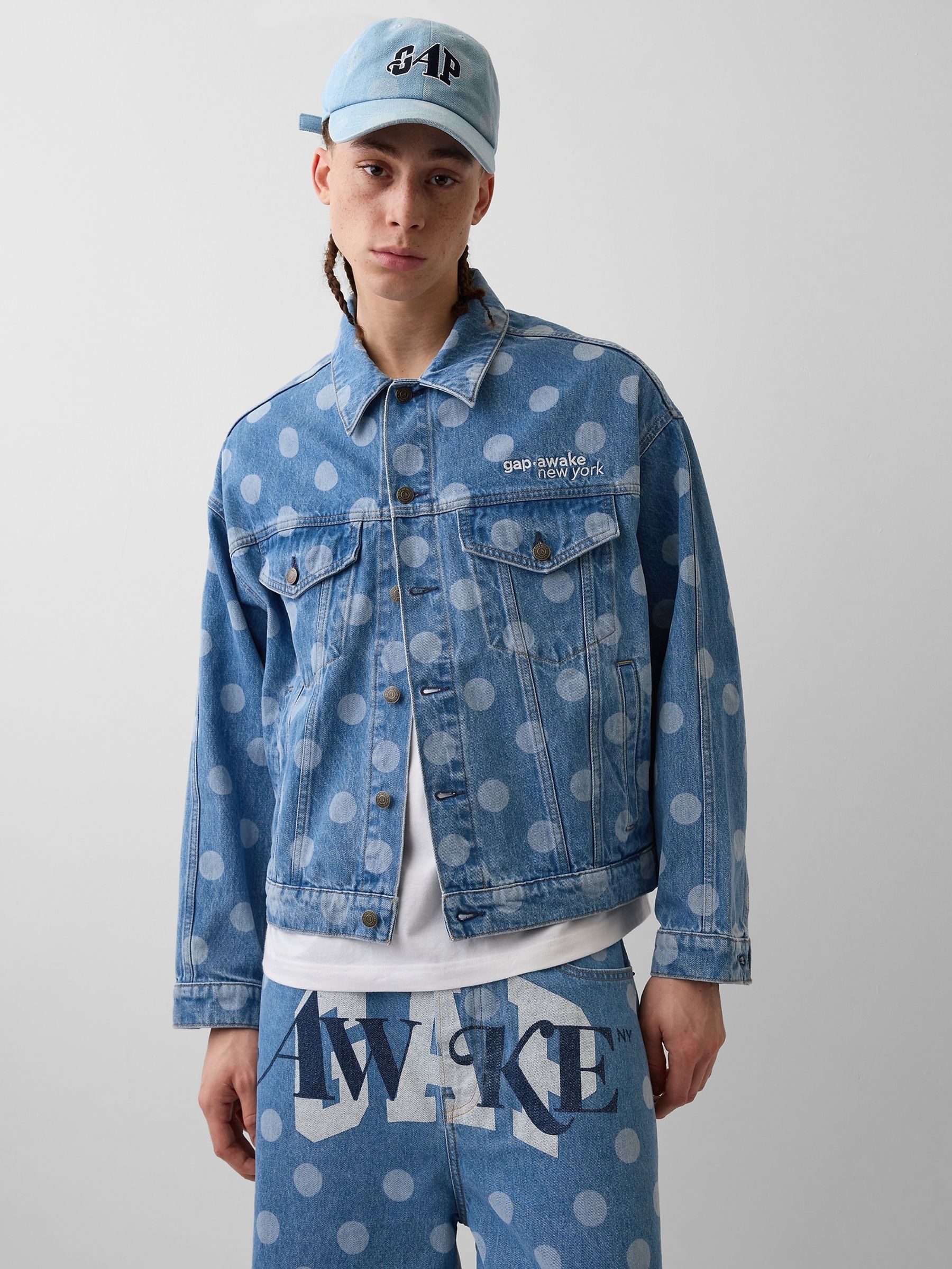 Gap x Awake NY Blue Polka Dot Denim Baseball Cap | Gap