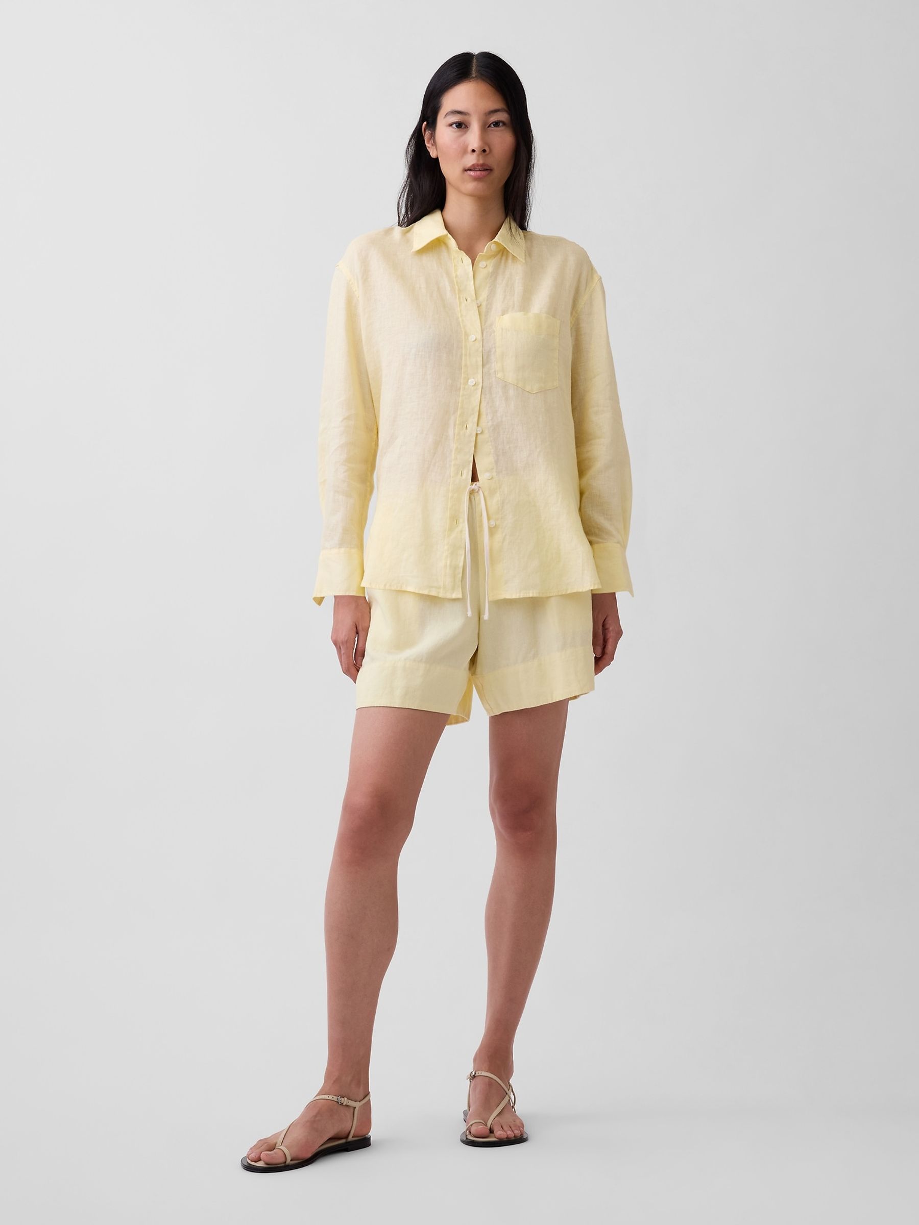 Yellow Linen-Blend Easy Shorts - Image 3 of 4
