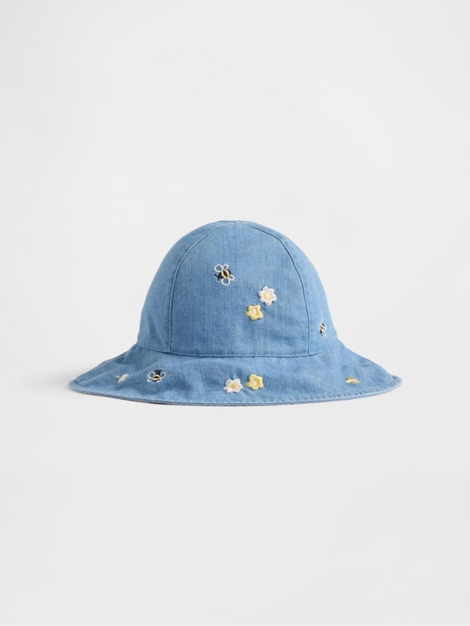 Blue Embroidered Denim Sun Hat (Newborn-24mths) - Image 1 of 2