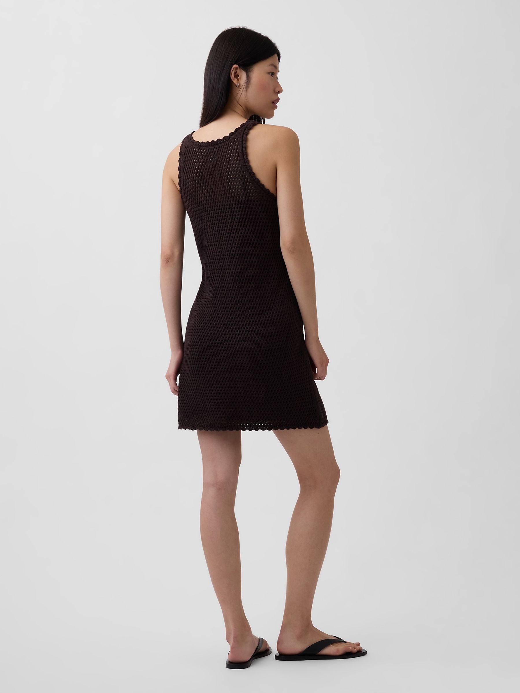 Brown Crochet Mini Dress - Image 2 of 4