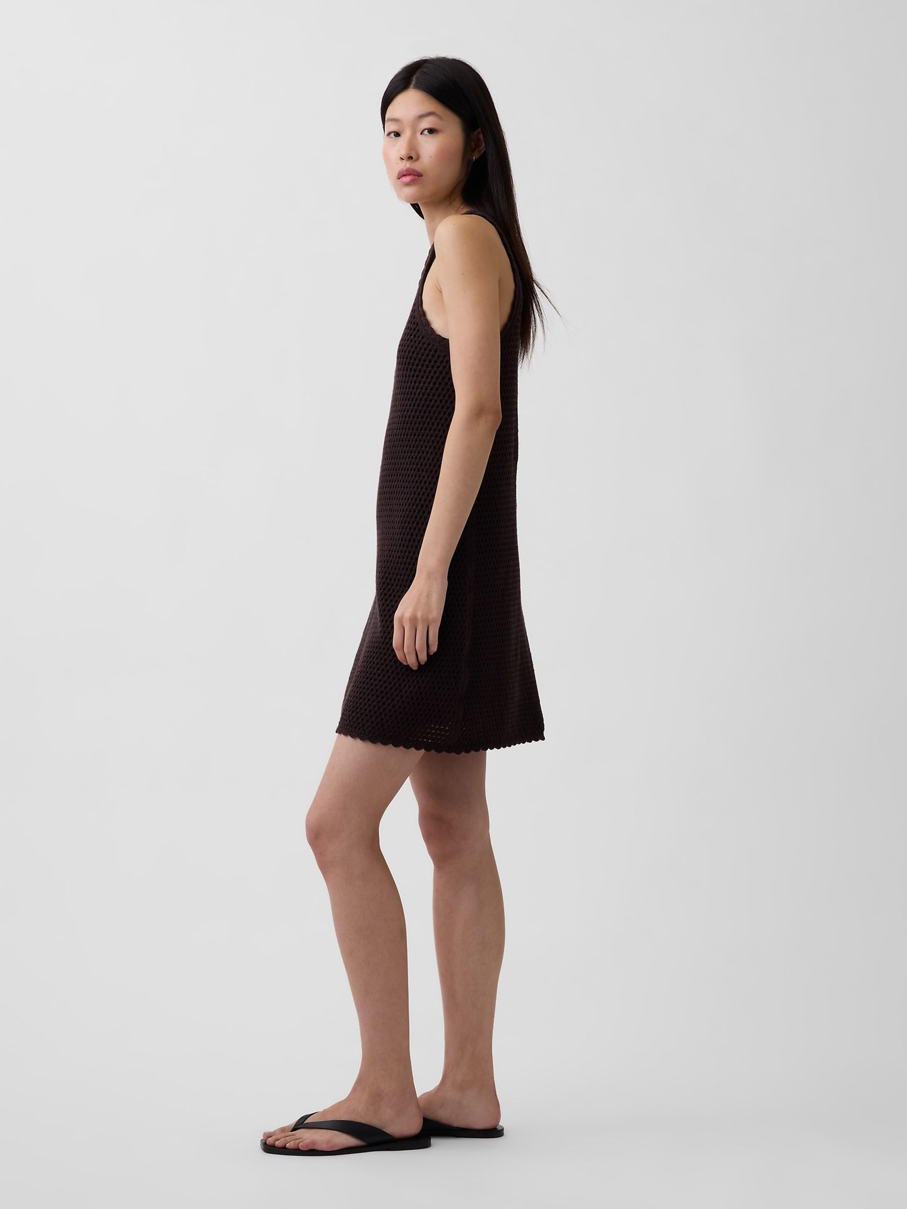 Brown Crochet Mini Dress - Image 3 of 4