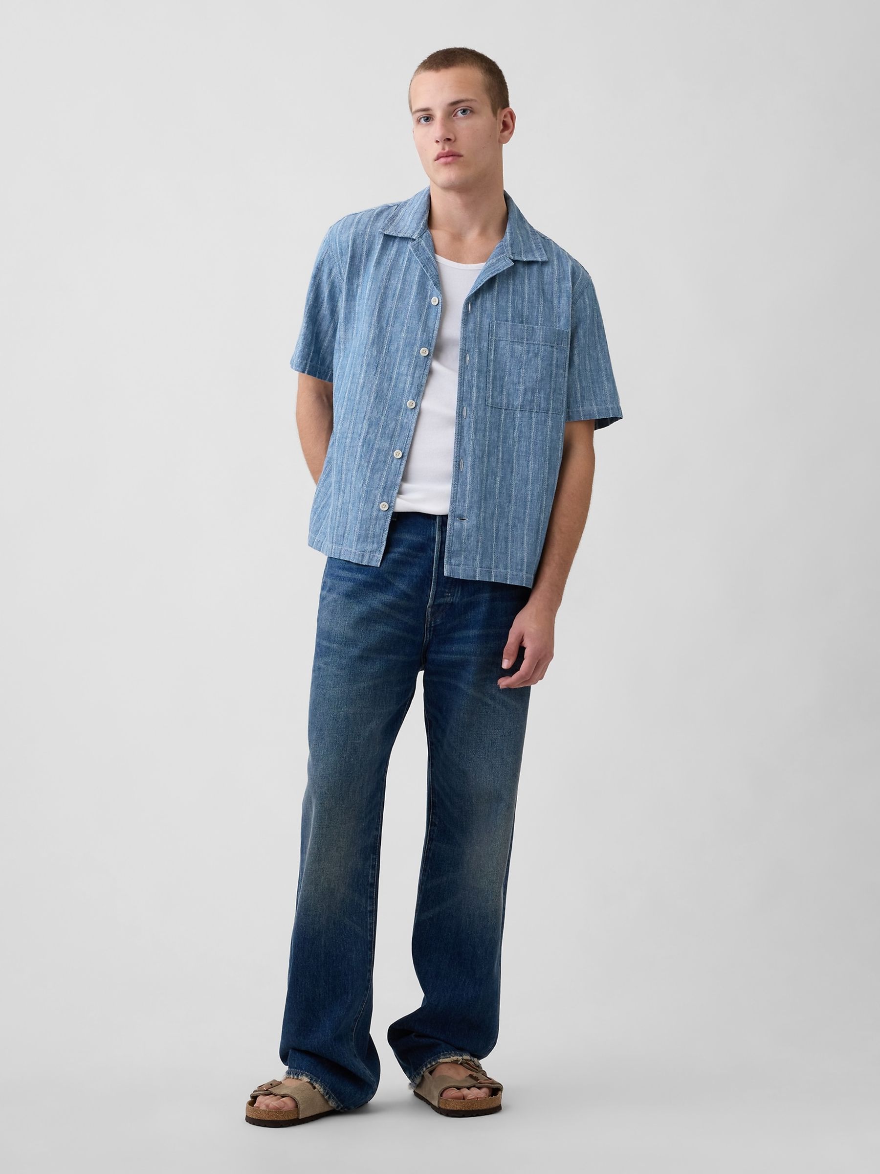 Medium wash Denim Resort Shirt - Image 3 of 4