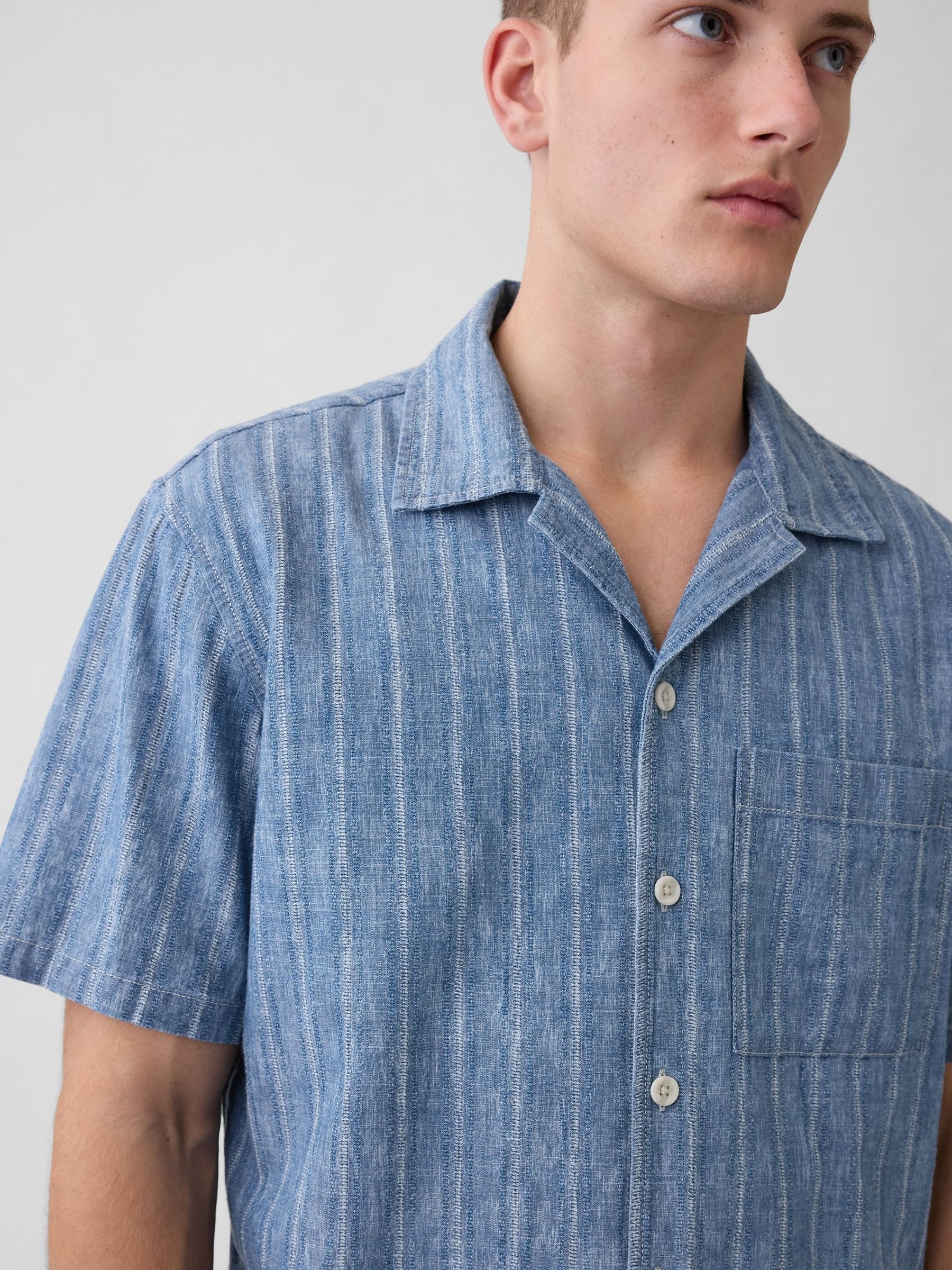 Medium wash Denim Resort Shirt - Image 4 of 4