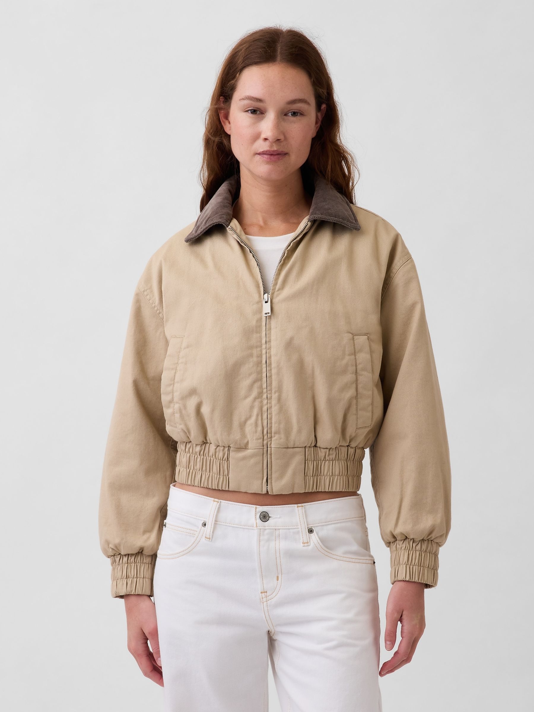 Brown Oversized Bomber Jacket - Image 1 of 5