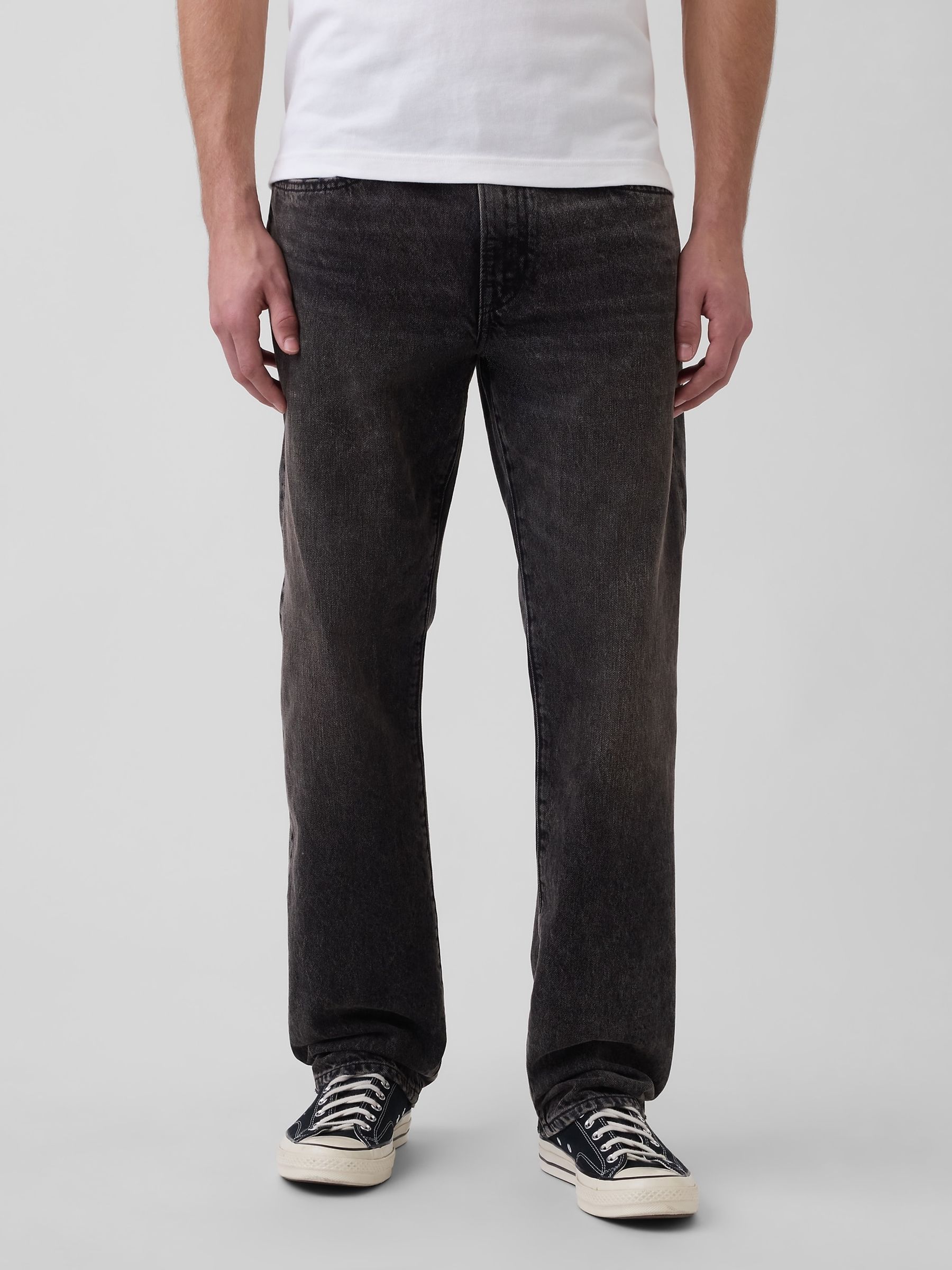 Black Relaxed Straight Jeans - Image 1 of 5