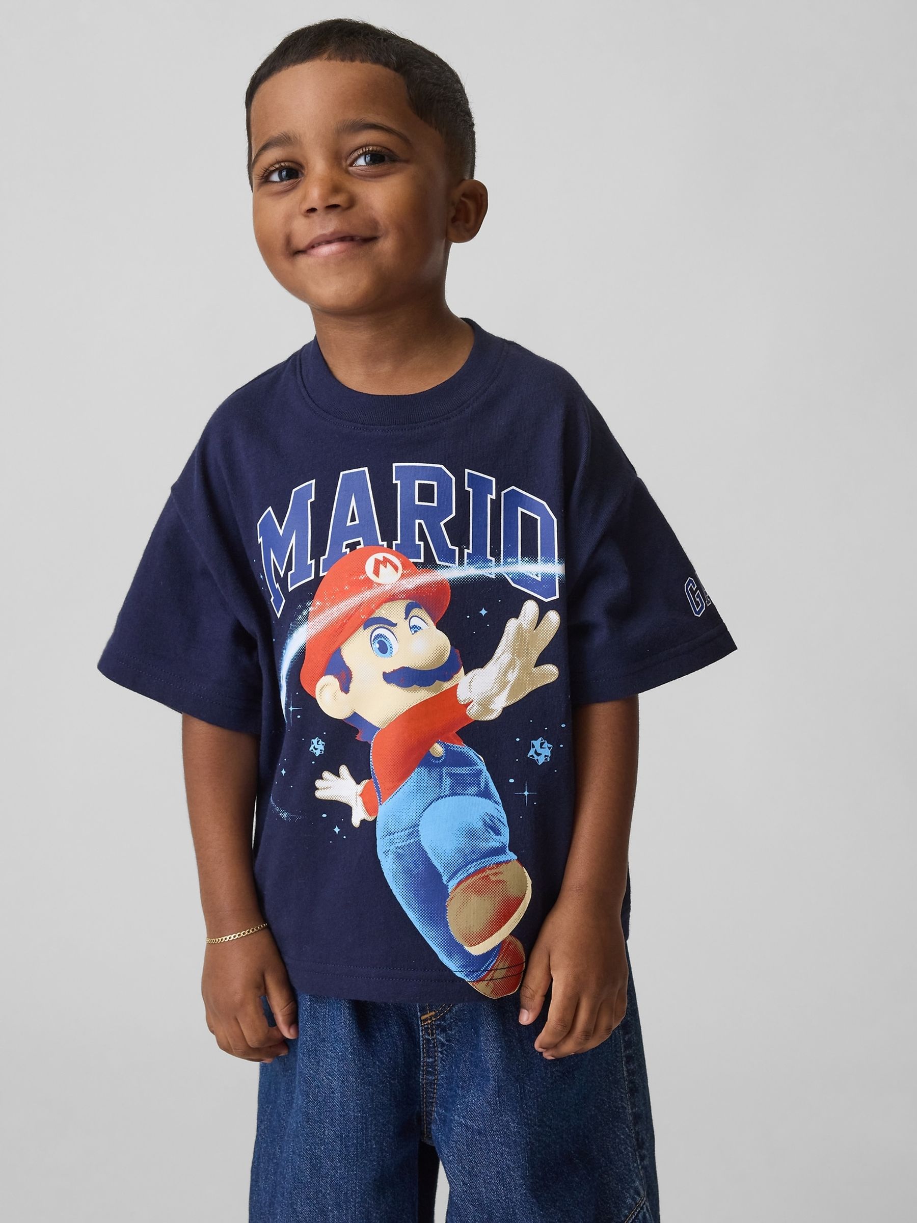 Navy Super Mario Oversized Graphic T-Shirt - Image 1 of 3