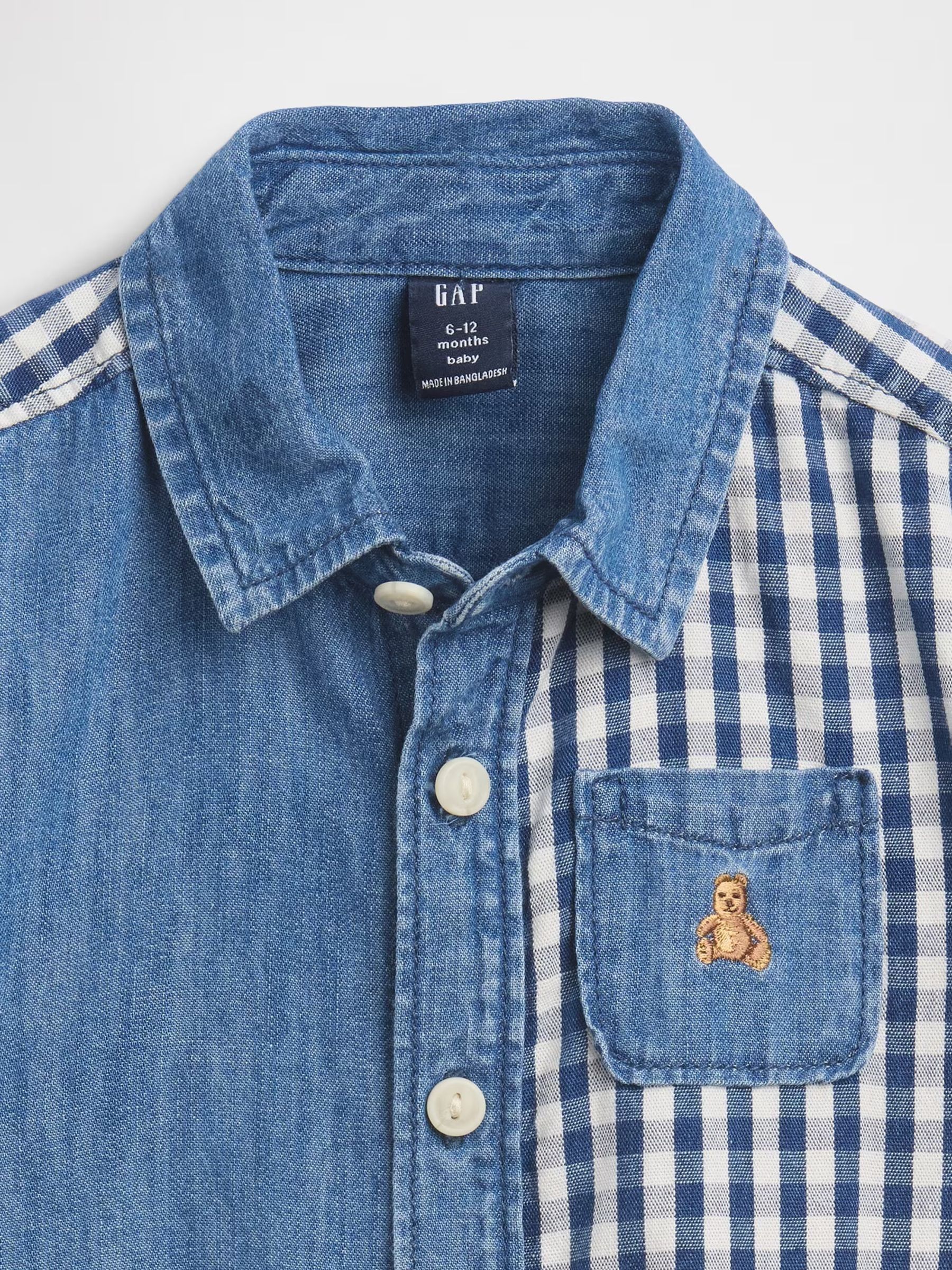 Blue Gingham Denim Colourblock Shorts One-Piece - Image 3 of 3