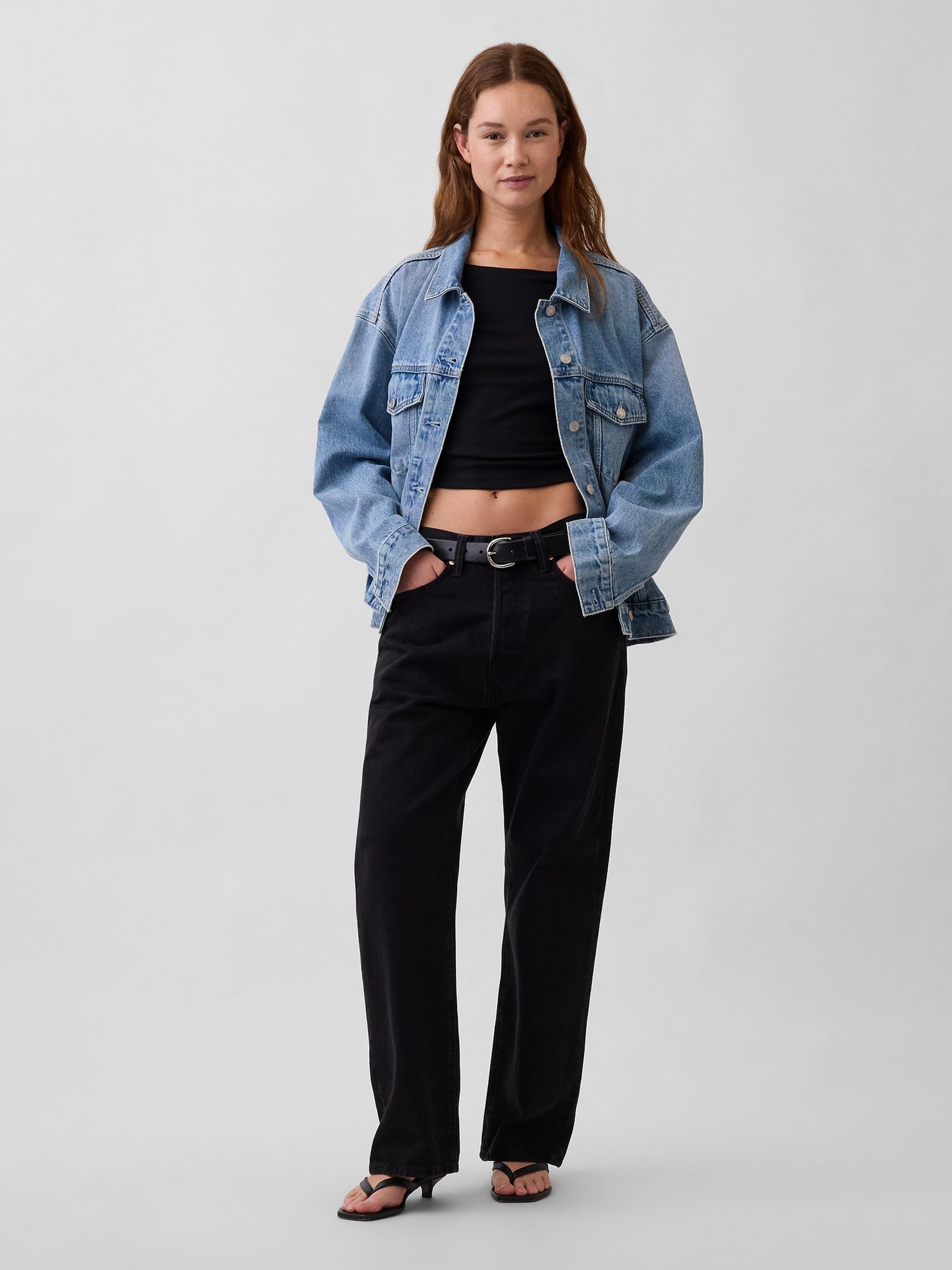 Medium wash Oversized Icon Denim Jacket - Image 3 of 4