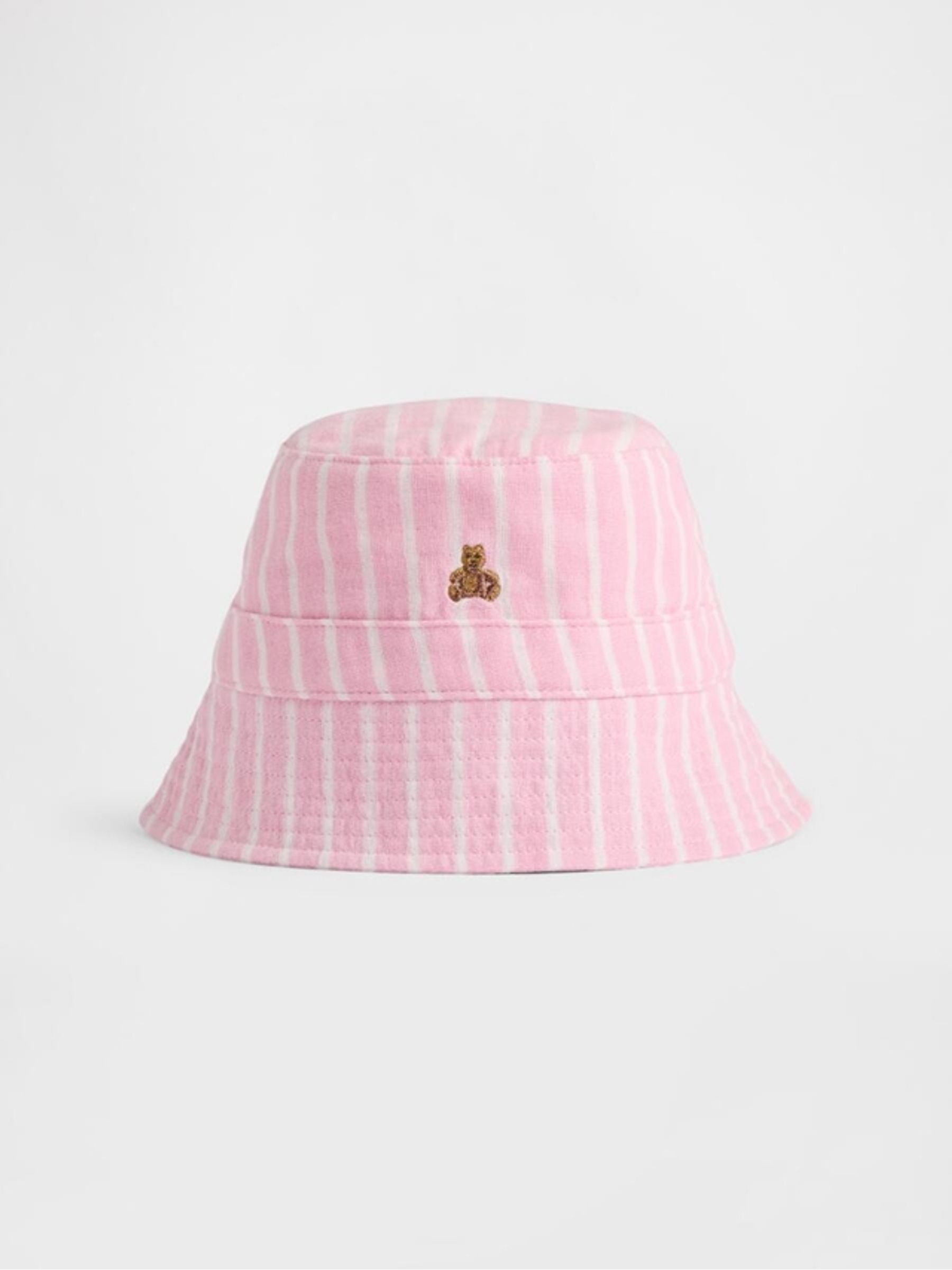 Pink Stripe Cotton Gauze Stripe Bucket Hat (Newborn-24mths) - Image 1 of 1 Pink Stripe Cotton Gauze Stripe Bucket Hat (Newborn-24mths) - Image 1 of 1