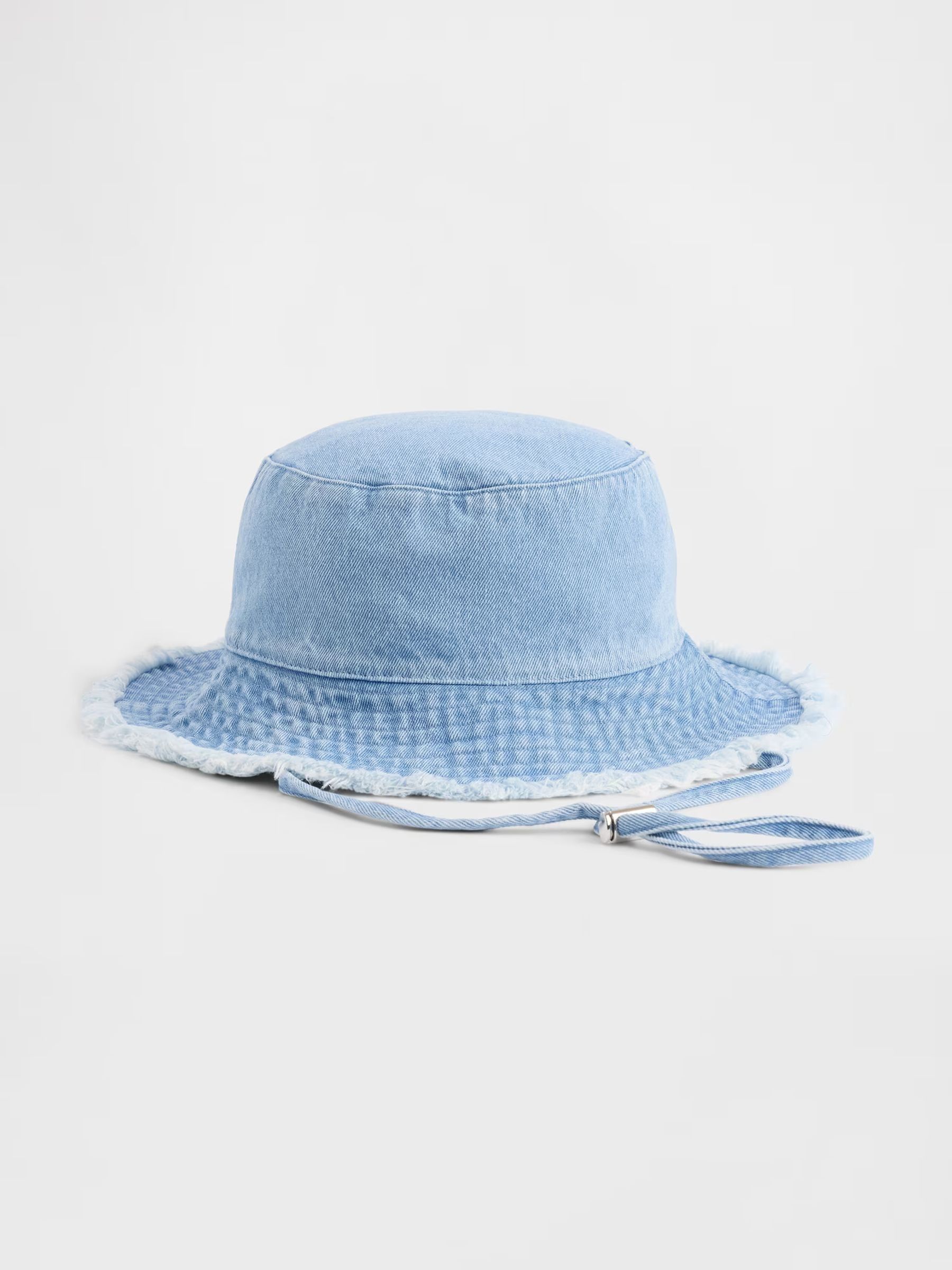 Blue Frayed Bucket Hat - Image 2 of 3 Blue Frayed Bucket Hat - Image 2 of 3