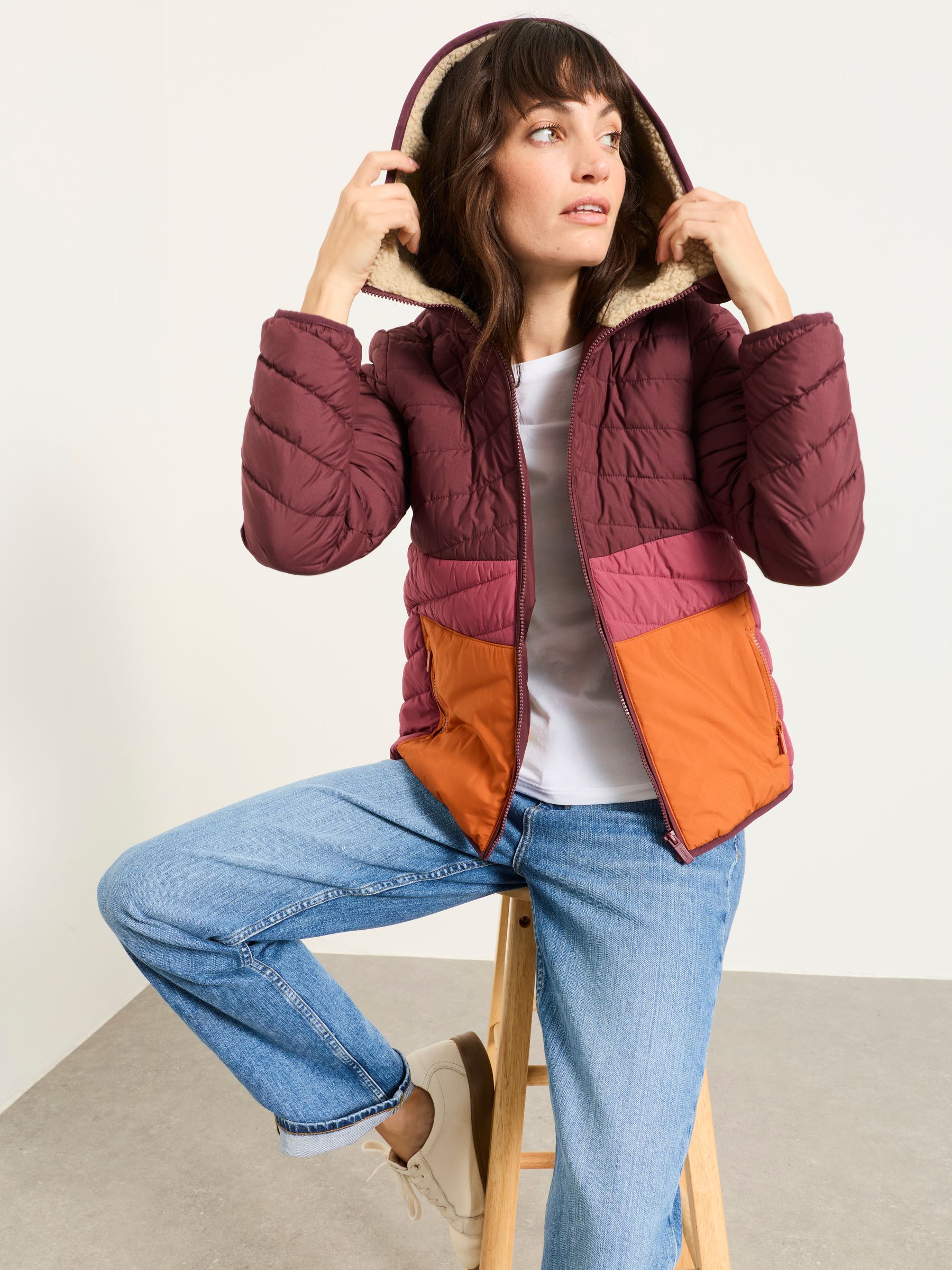 Erica Purple Colourblock Petite Puffer Jacket - Image 6 of 7