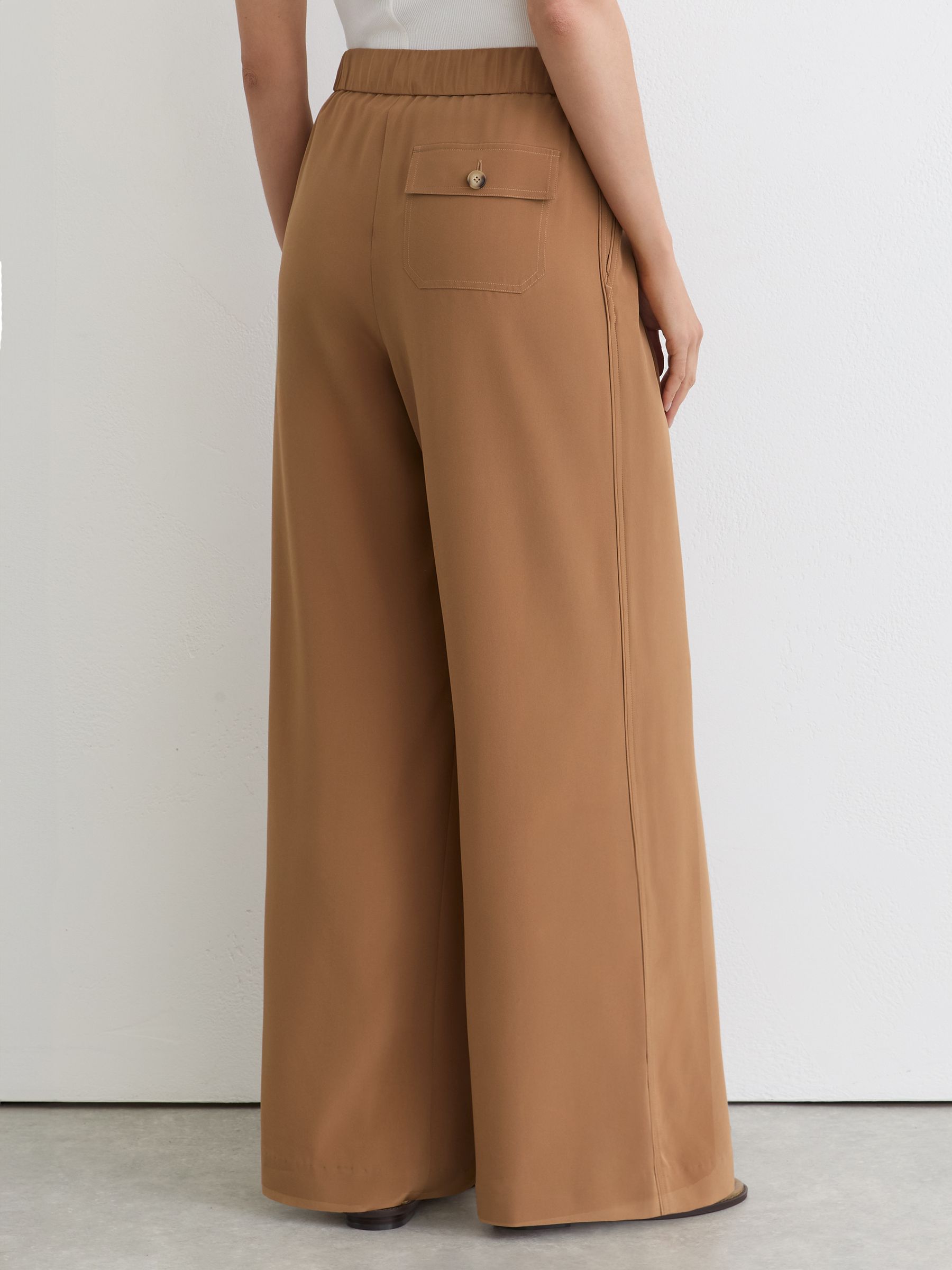 Matte-Silk Wide-Leg Trousers in Camel - Image 5 of 7