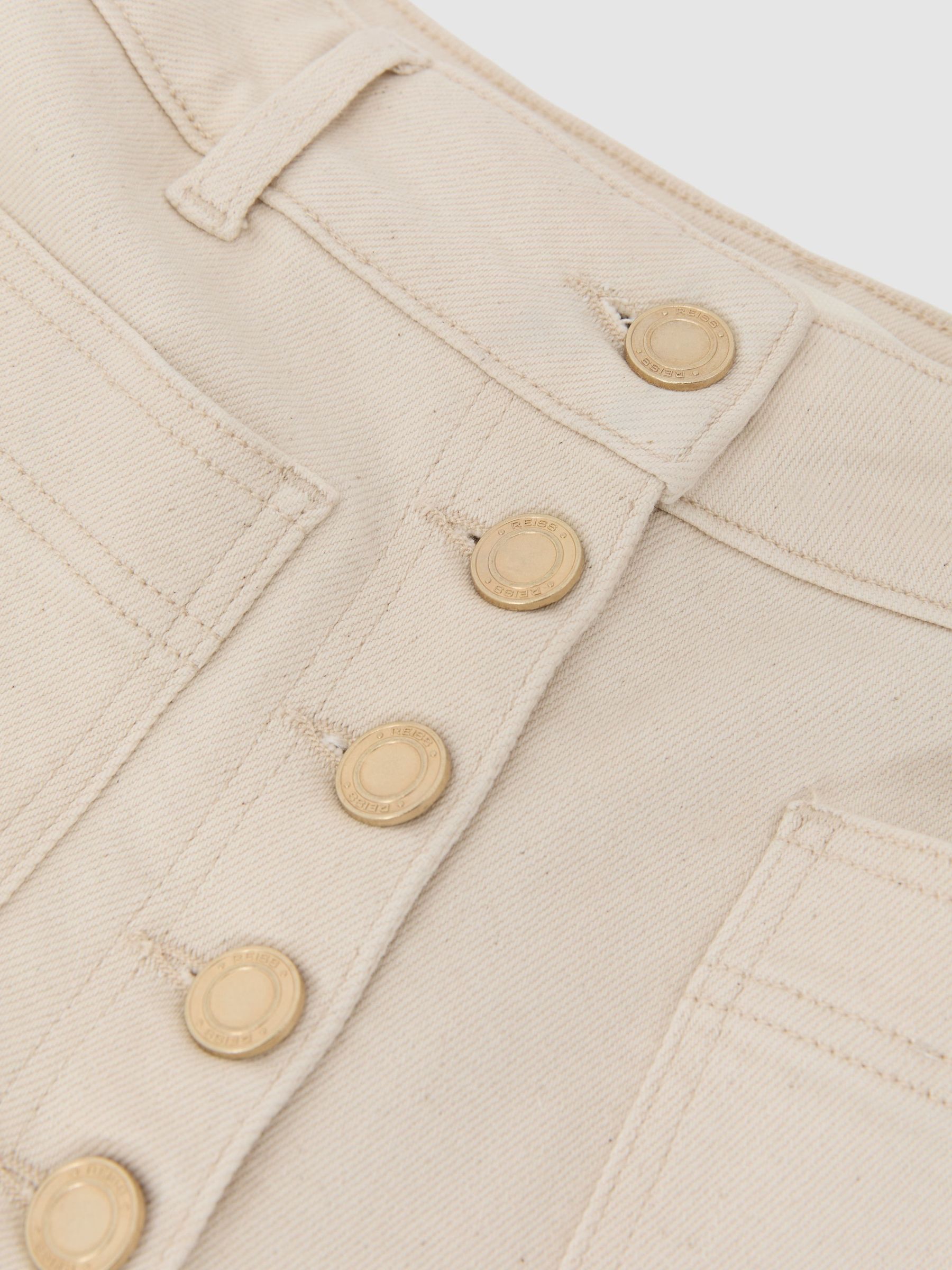 Twin-Pocket Button Flared Jeans in Ecru - image 3