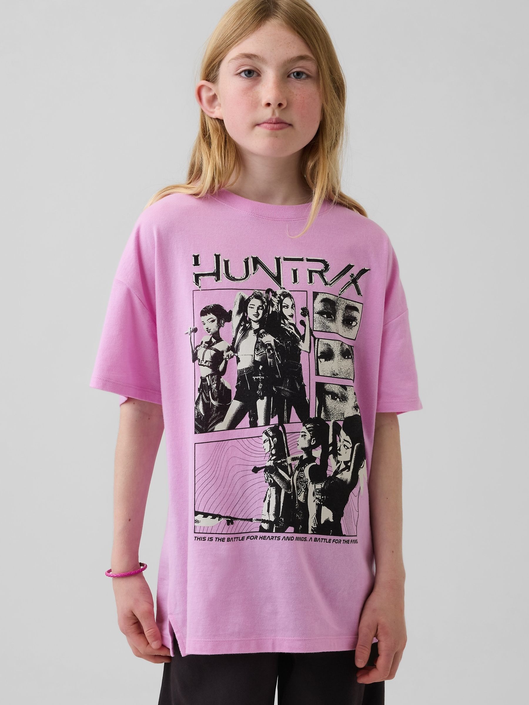 Pink K-Pop Demon Hunters Graphic Oversized T-Shirt - Image 1 of 4