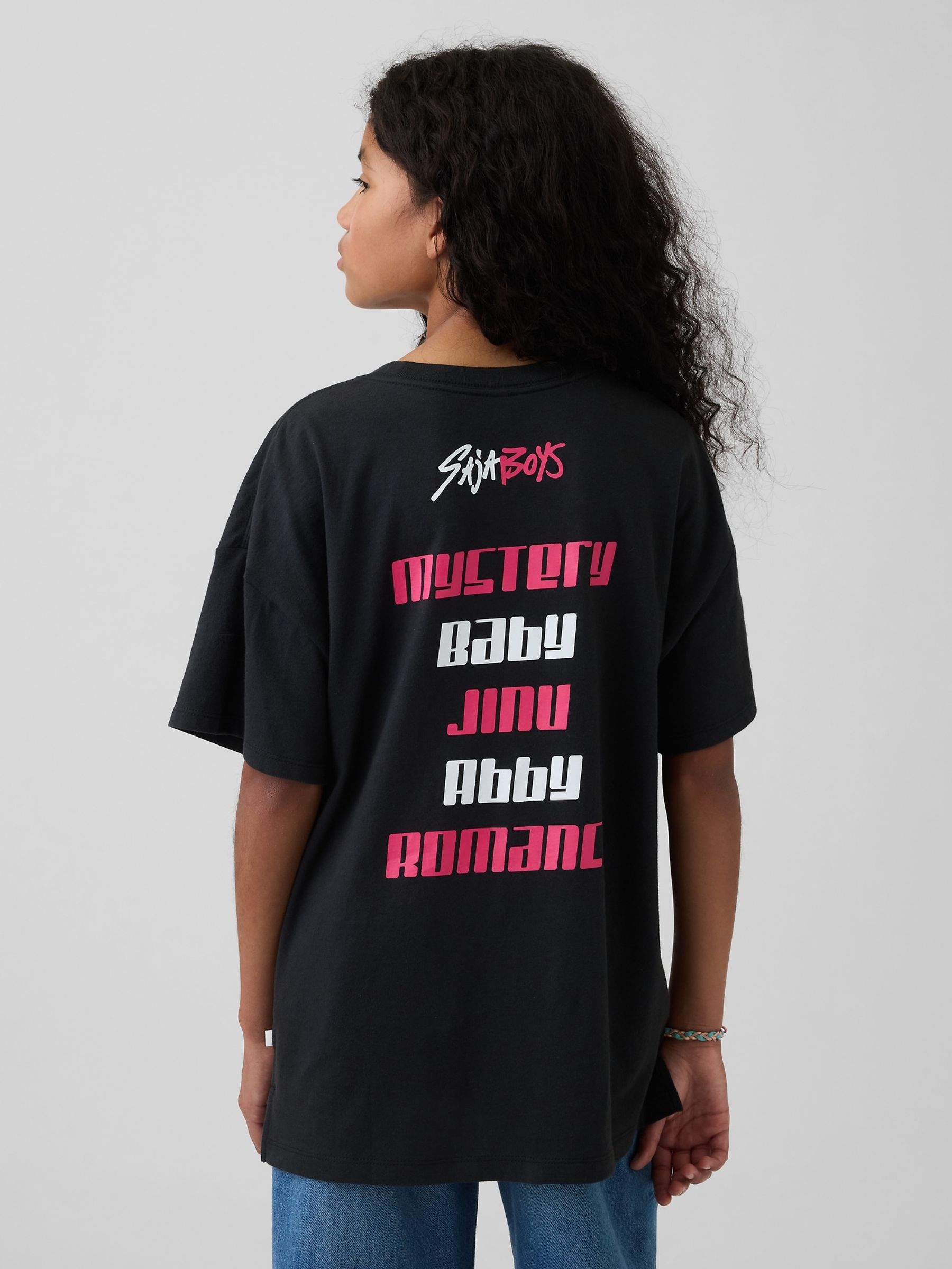 Black K-Pop Demon Hunters Graphic Oversized T-Shirt - Image 2 of 4