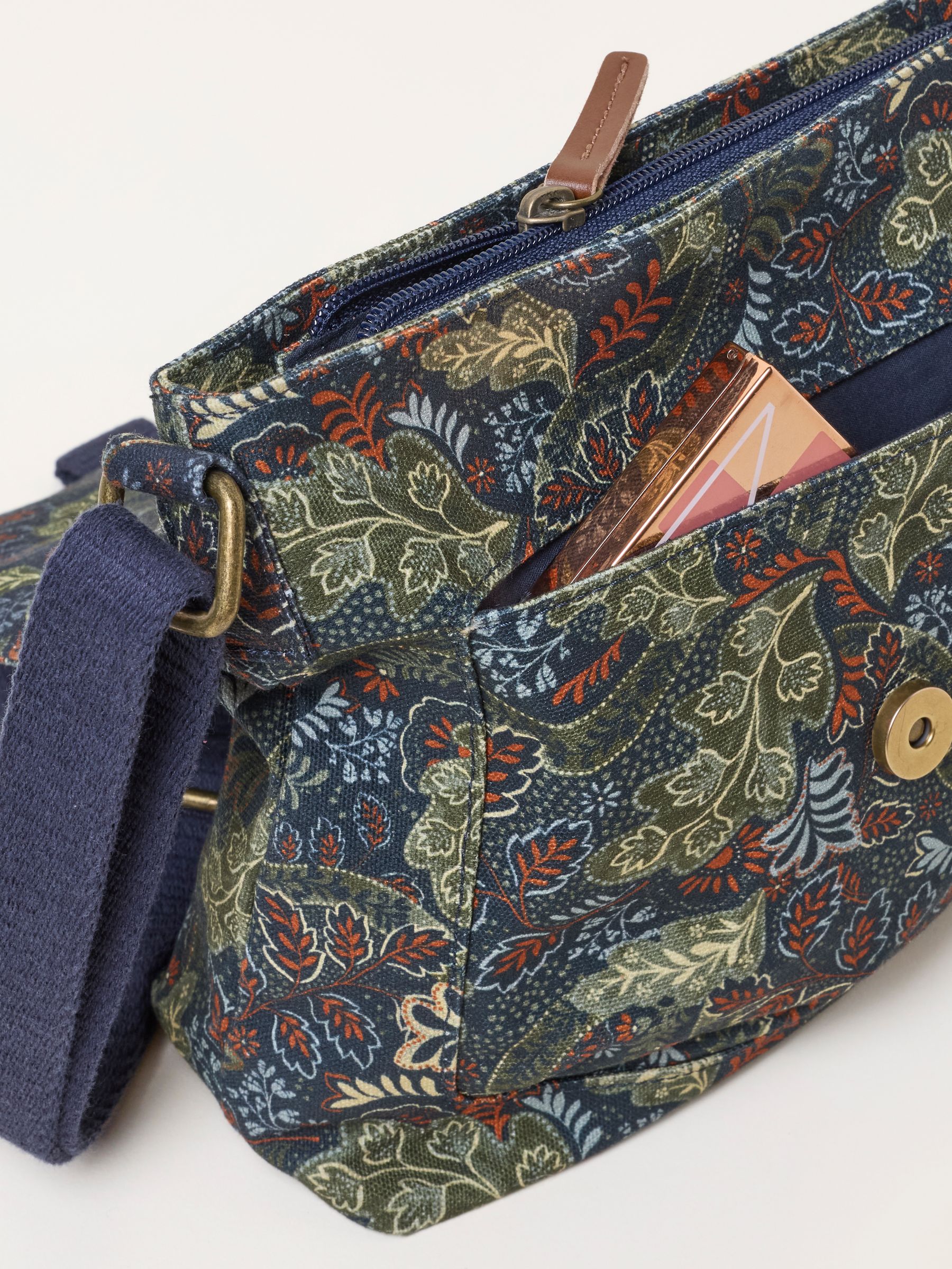 Green Floral Canvas Crossbody Bag - Image 2 of 3