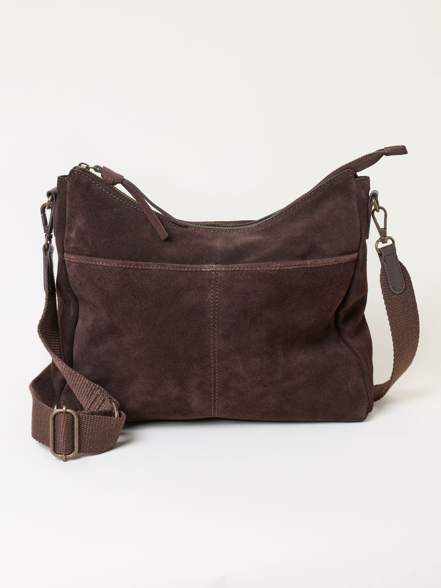 Polly Chocolate Brown Suede Crossbody Bag - Image 2 of 4