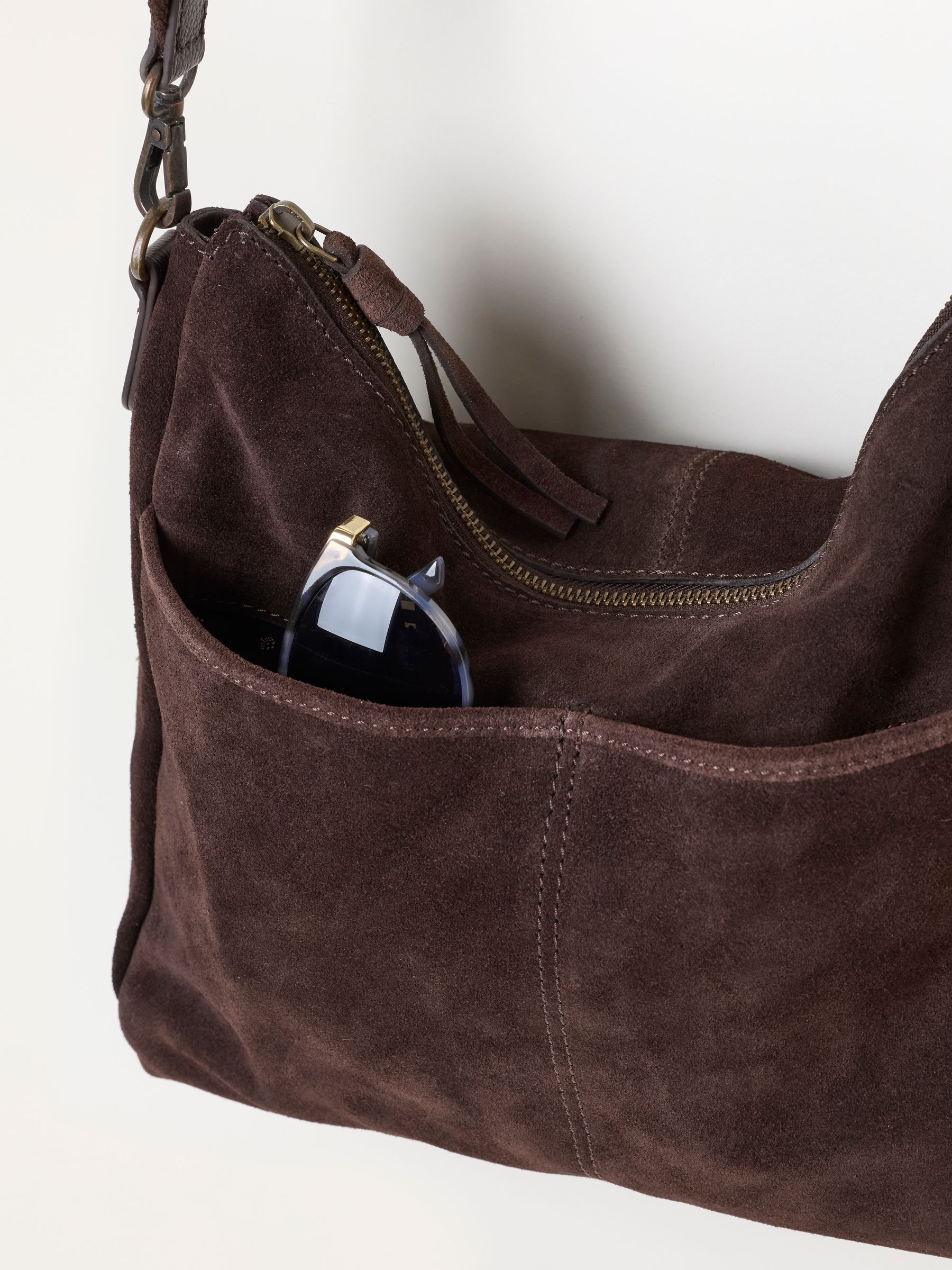 Polly Chocolate Brown Suede Crossbody Bag - Image 3 of 4