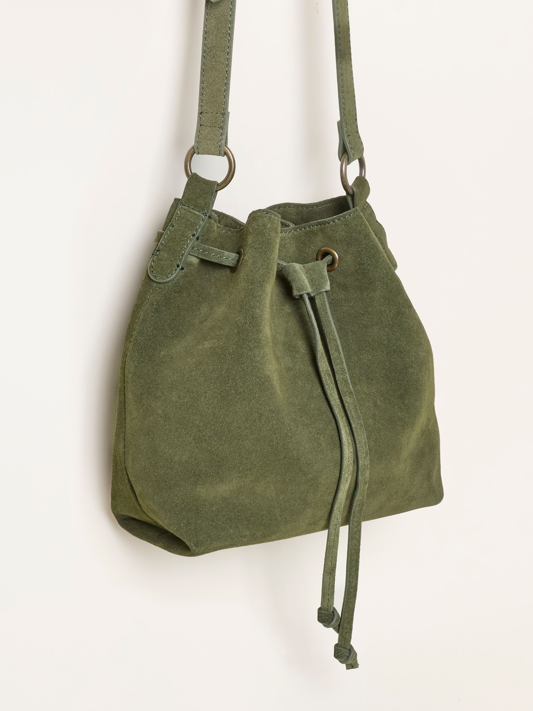 Amelia Green Suede Bucket Bag - Image 2 of 3
