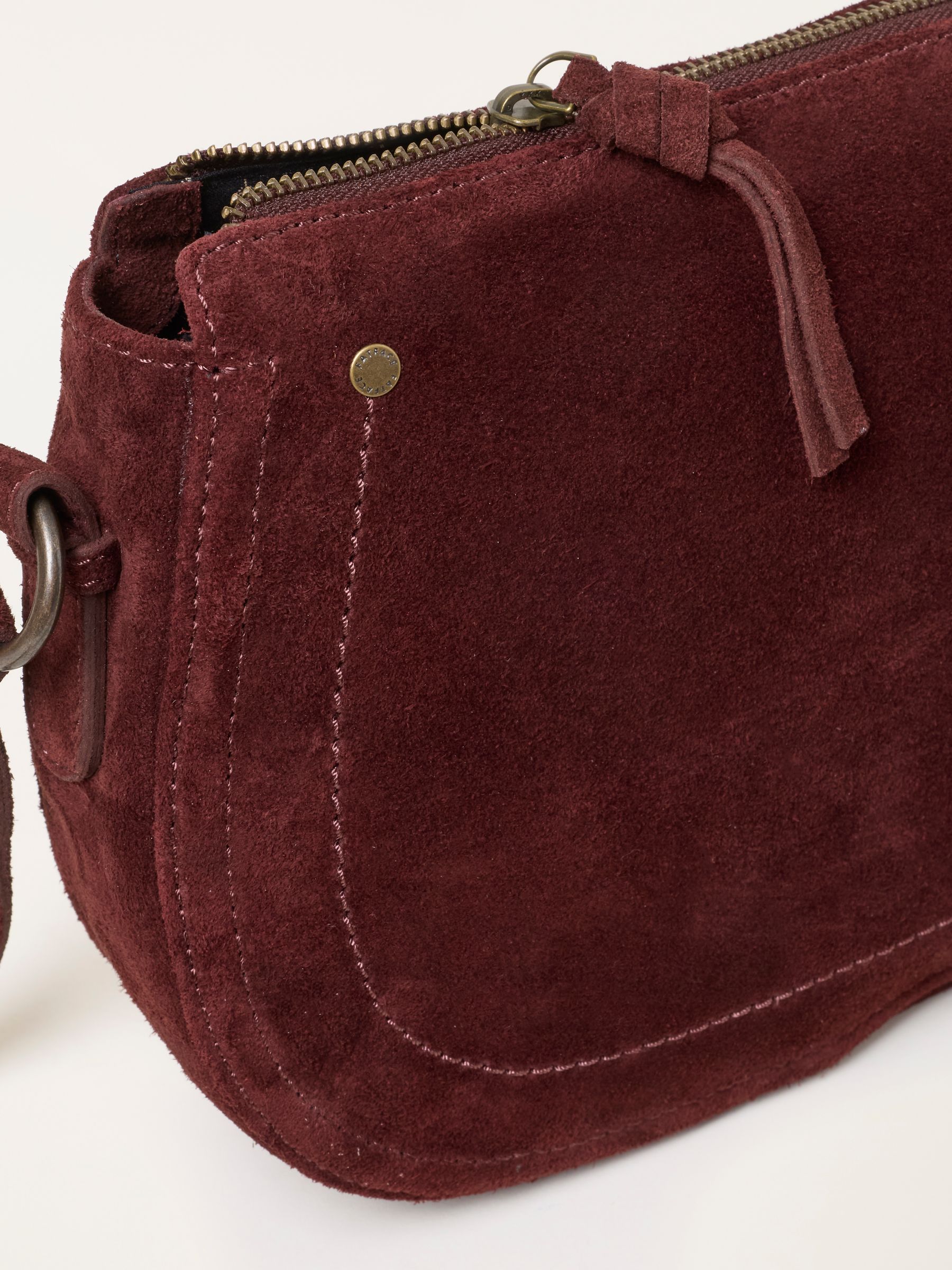 Burgundy Slouchy Suede Saddle Crossbody Bag - Image 2 of 5