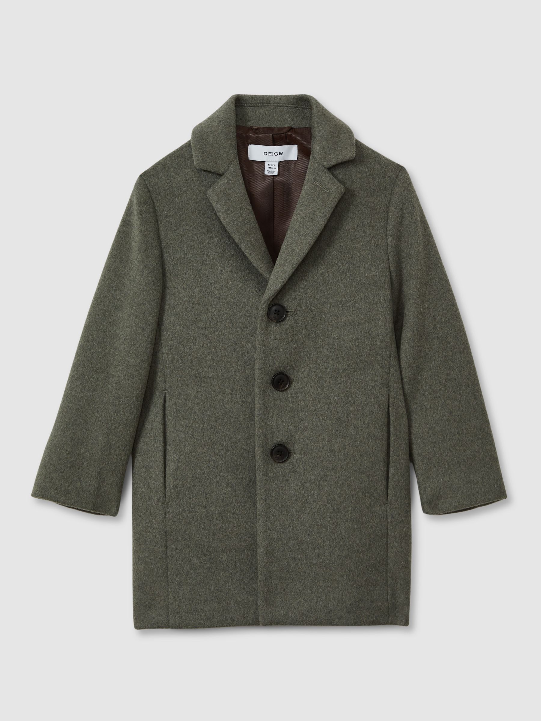 3-9 yrs Single Breasted Overcoat in Green Smoke - Image 2 of 4